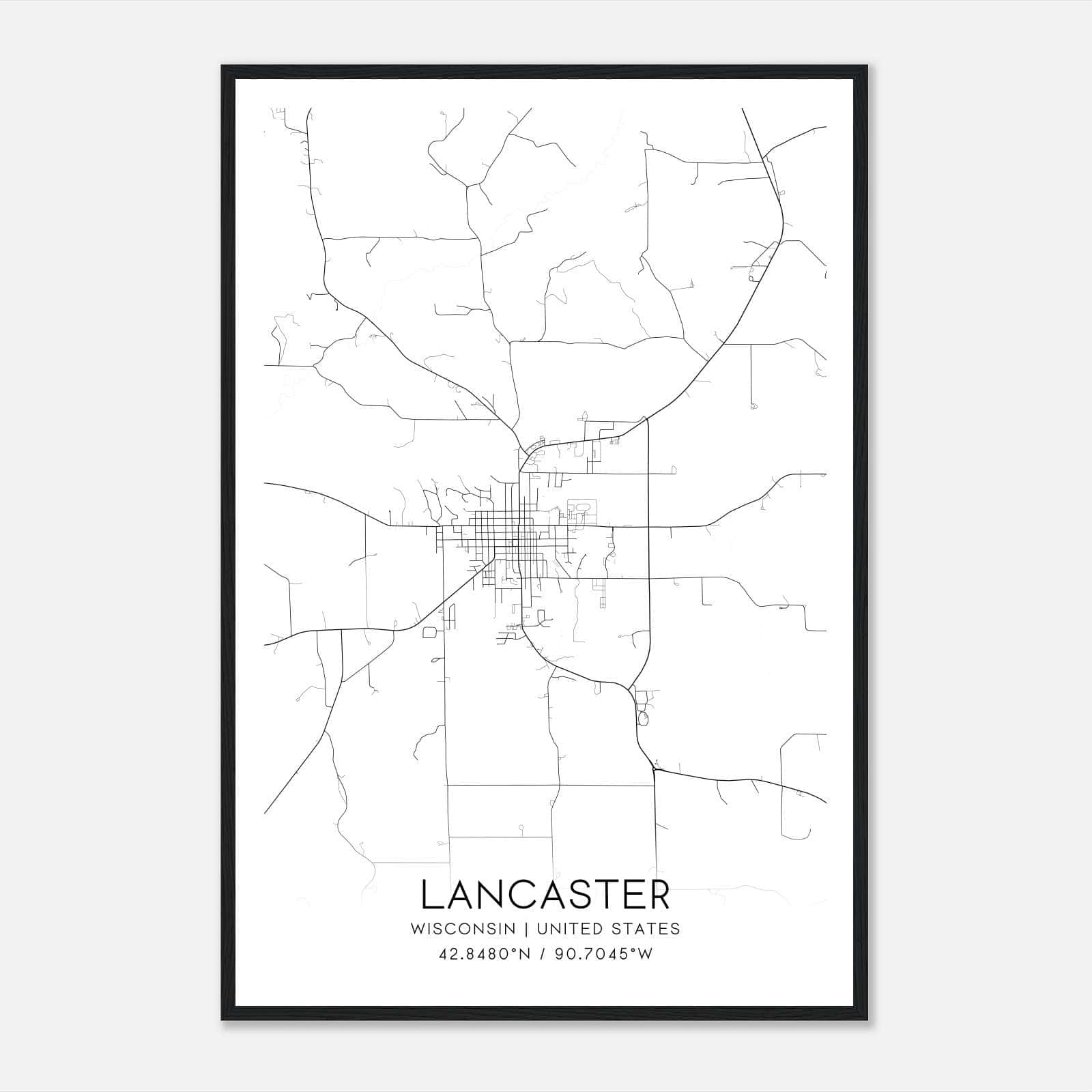 Lancaster Wisconsin Map Poster, Modern Home Decor Wall Art Print Lancaster Wisconsin Map Poster, Modern Home Decor Wall Art Print