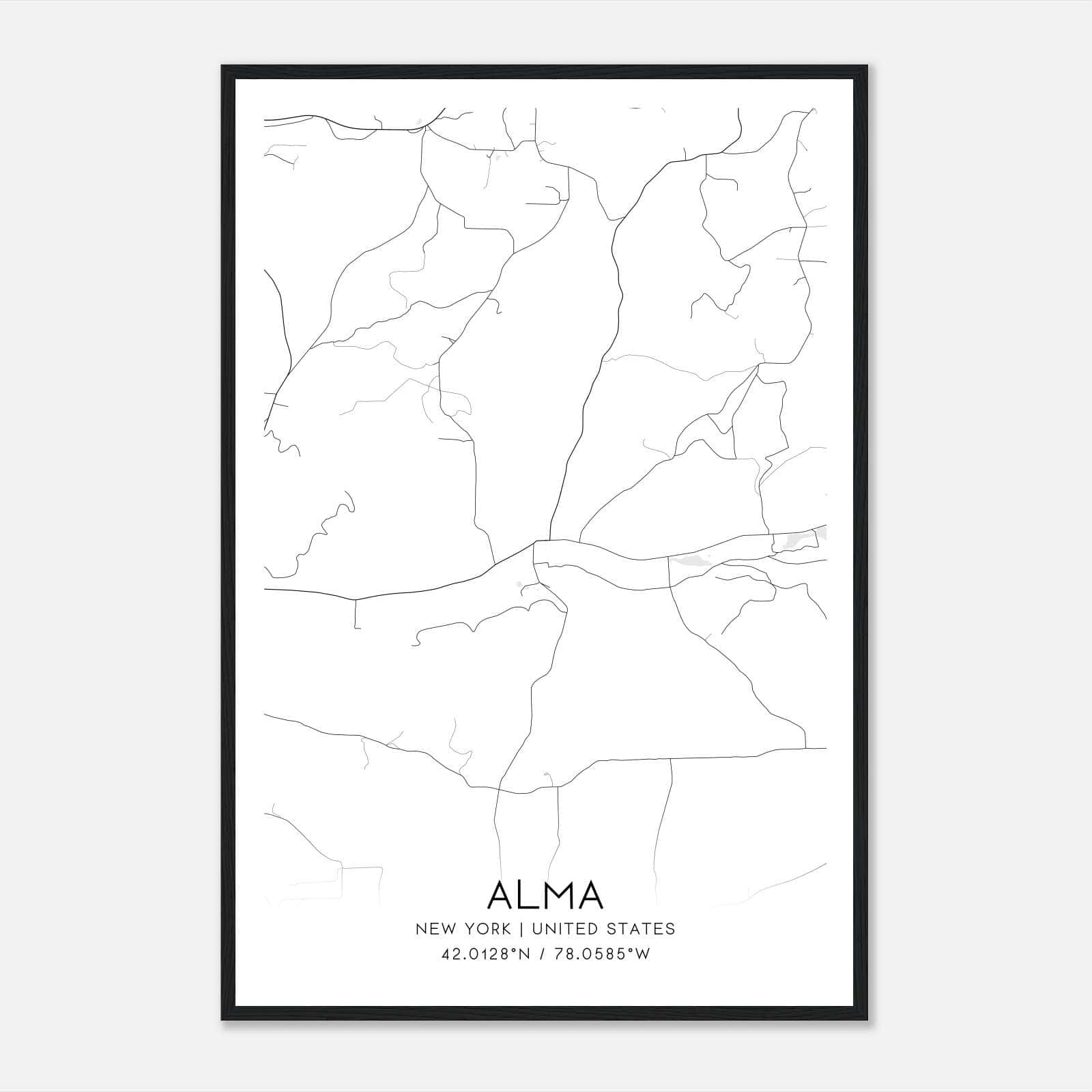 Alma New York Map Poster, Modern Home Decor Wall Art Print Alma New York Map Poster, Modern Home Decor Wall Art Print