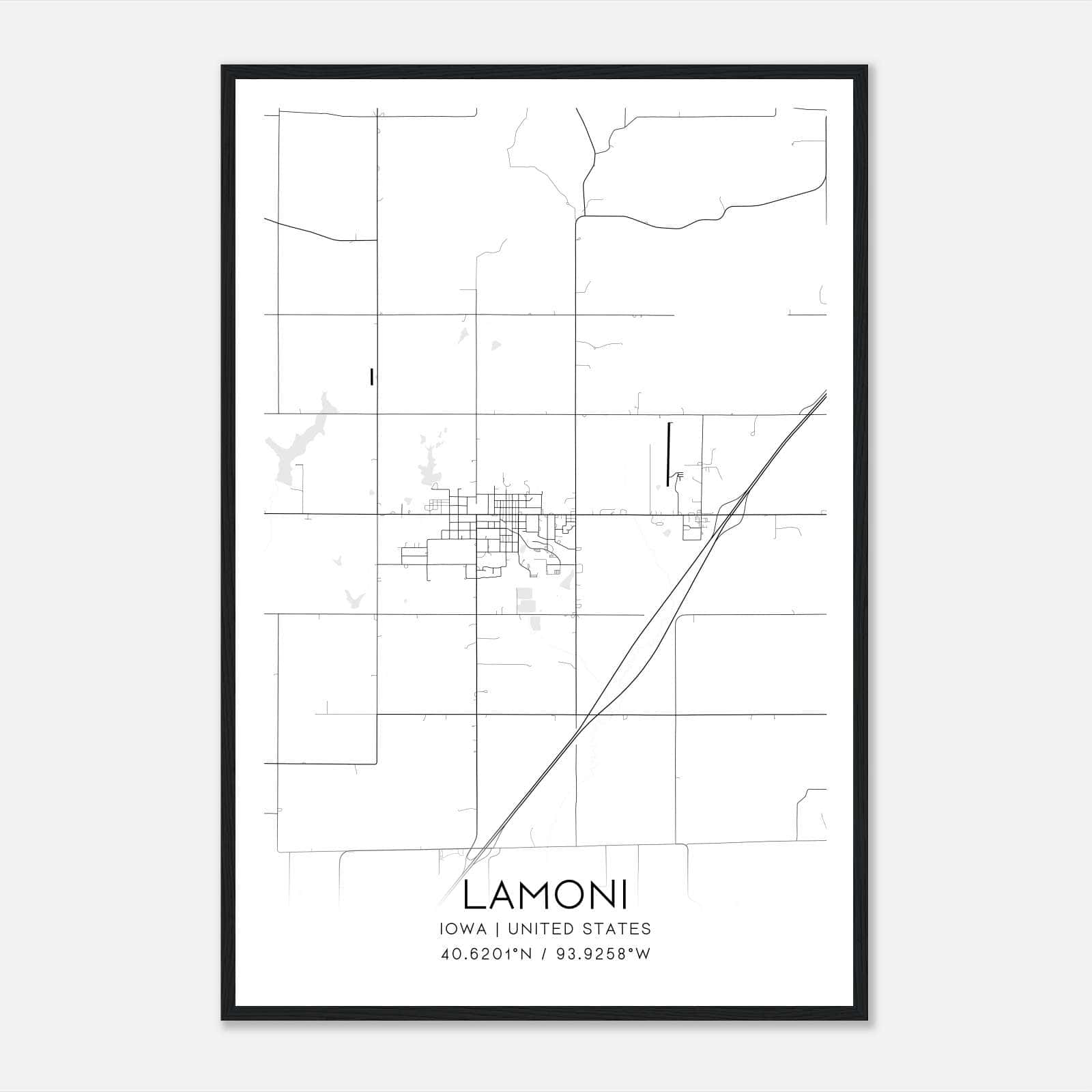 Lamoni Iowa Map Poster, Modern Home Decor Wall Art Print Lamoni Iowa Map Poster, Modern Home Decor Wall Art Print
