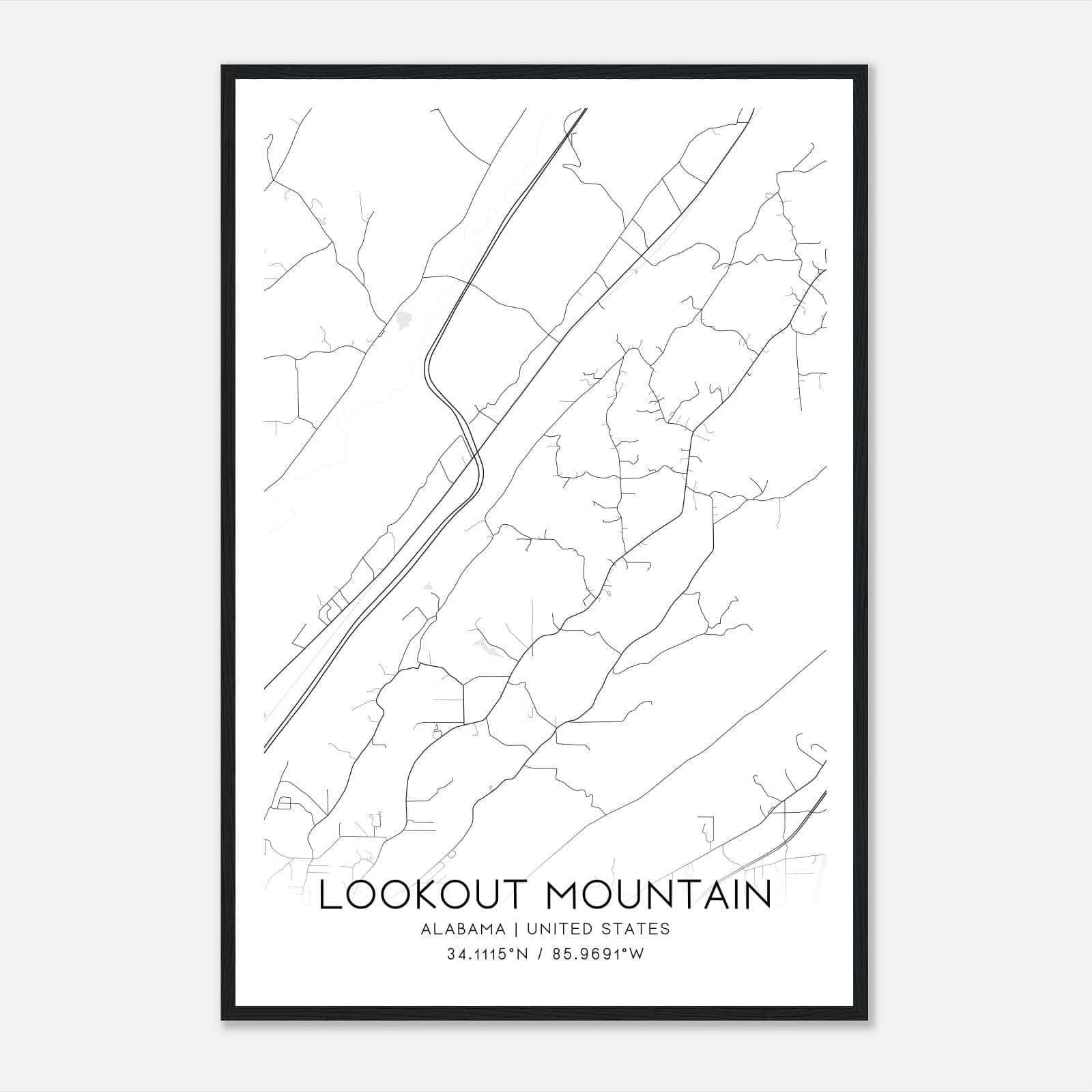 Lookout Mountain Alabama Map Poster, Modern Home Decor Wall Art Print Lookout Mountain Alabama Map Poster, Modern Home Decor Wall Art Print