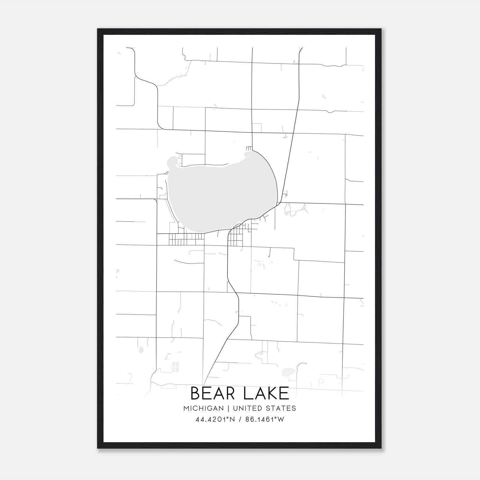 Bear Lake Michigan Map Poster, Modern Home Decor Wall Art Print Bear Lake Michigan Map Poster, Modern Home Decor Wall Art Print