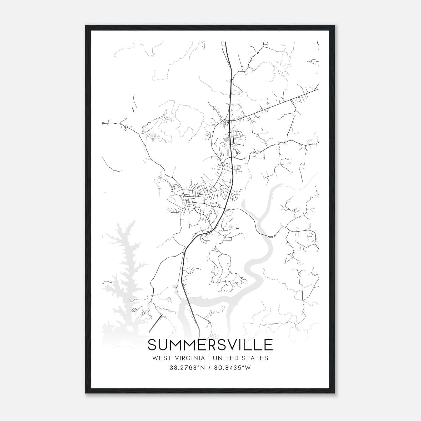 Summersville West Virginia Map Poster, Modern Home Decor Wall Art Print Summersville West Virginia Map Poster, Modern Home Decor Wall Art Print