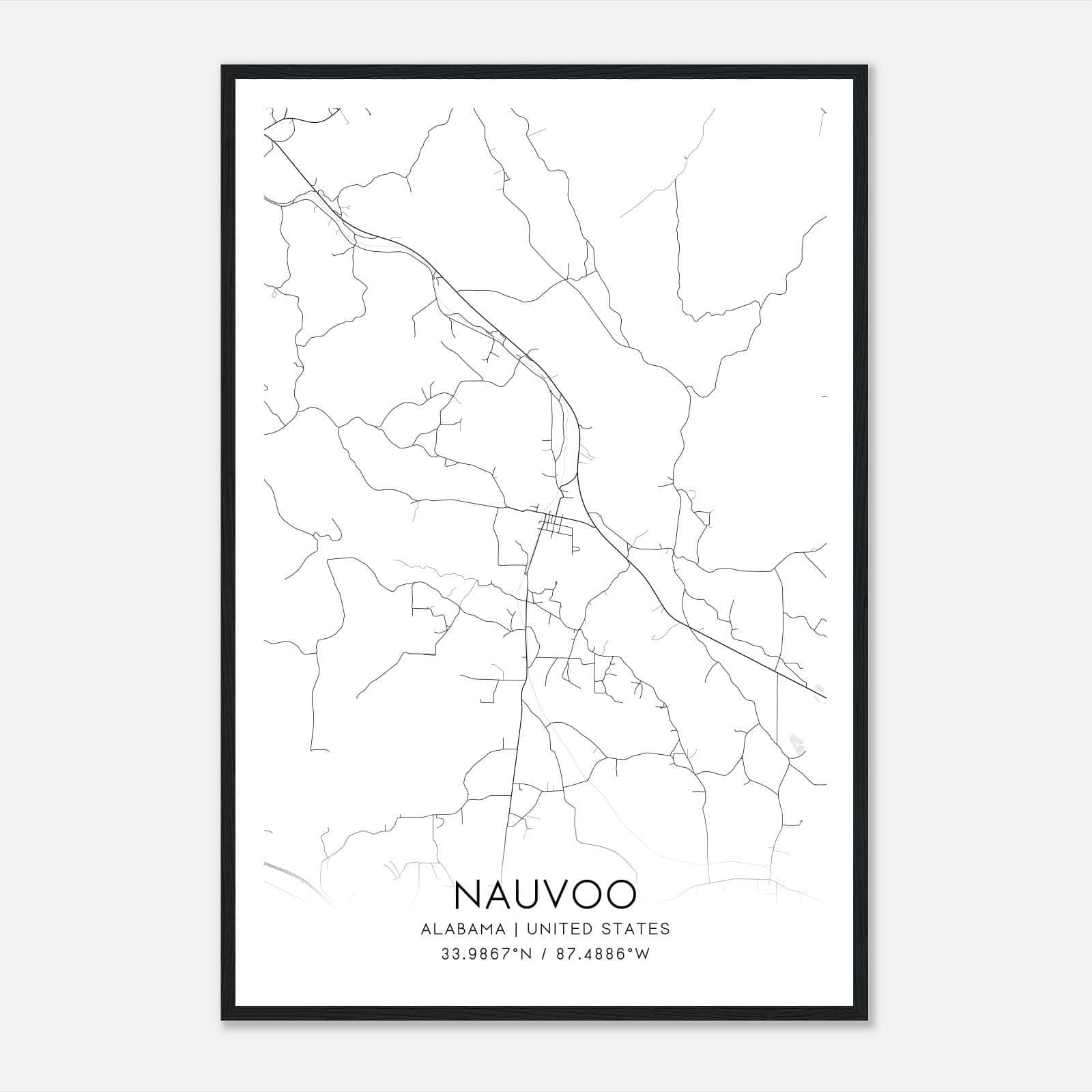Nauvoo Alabama Map Poster, Modern Home Decor Wall Art Print Nauvoo Alabama Map Poster, Modern Home Decor Wall Art Print