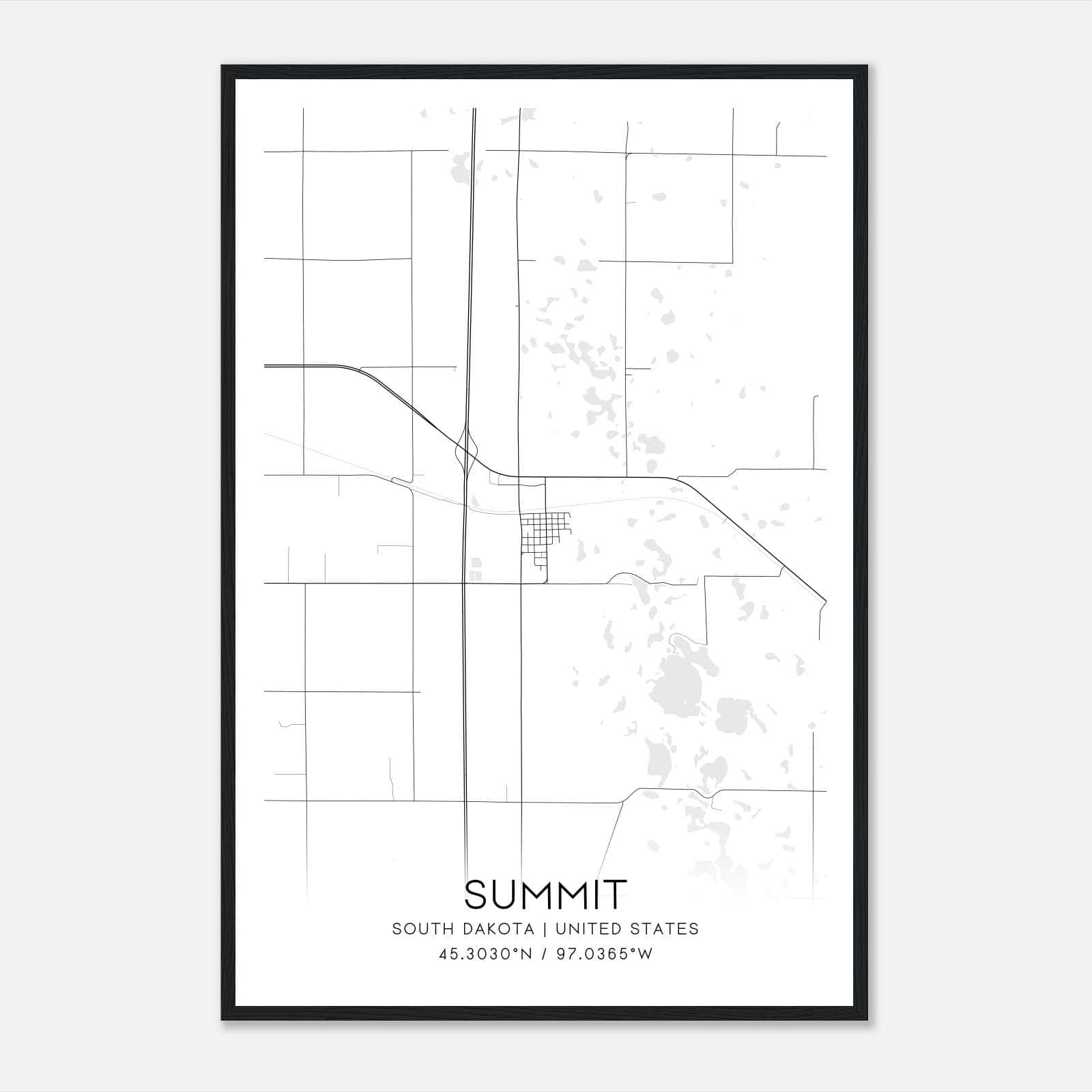 Summit South Dakota Map Poster, Modern Home Decor Wall Art Print Summit South Dakota Map Poster, Modern Home Decor Wall Art Print