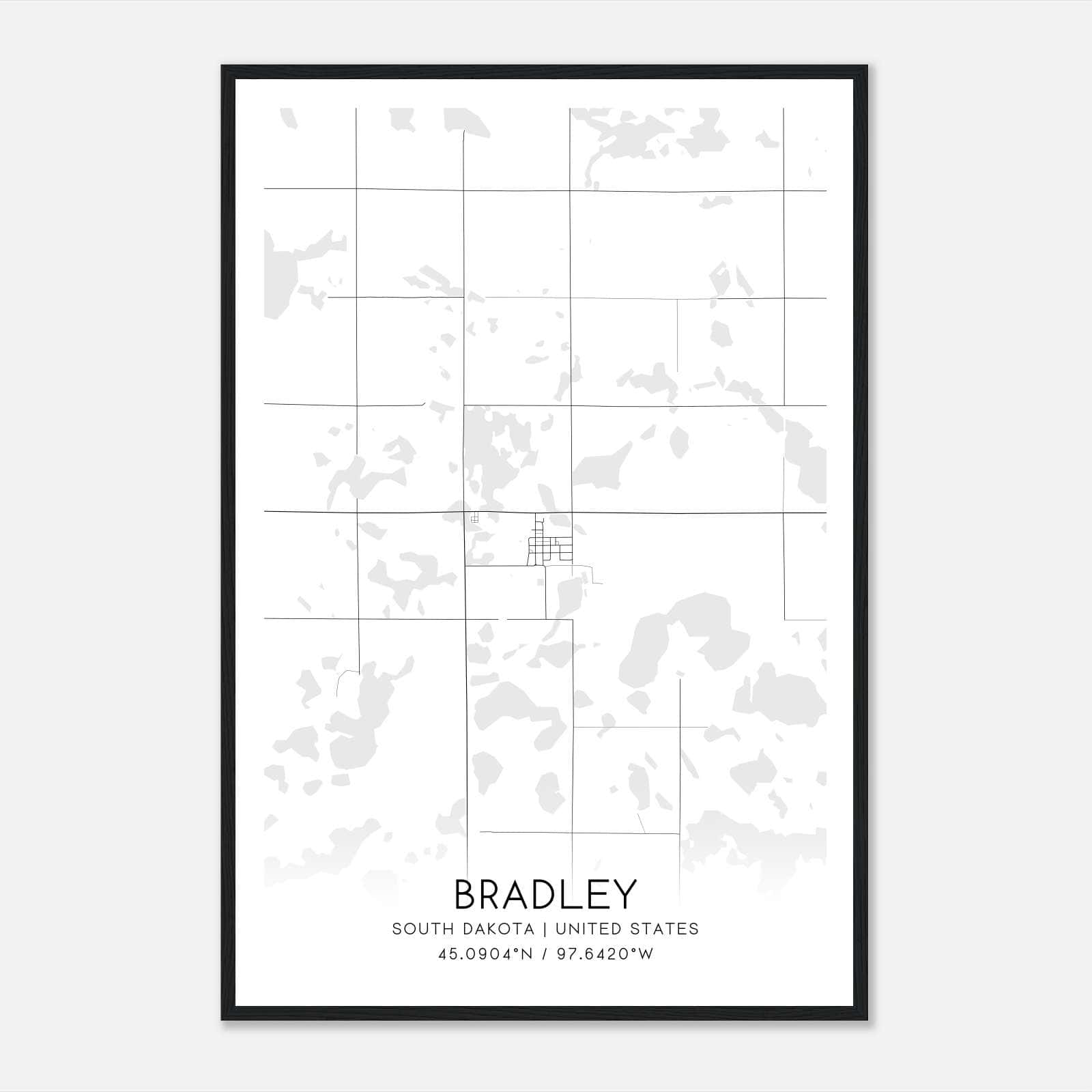 Bradley South Dakota Map Poster, Modern Home Decor Wall Art Print Bradley South Dakota Map Poster, Modern Home Decor Wall Art Print