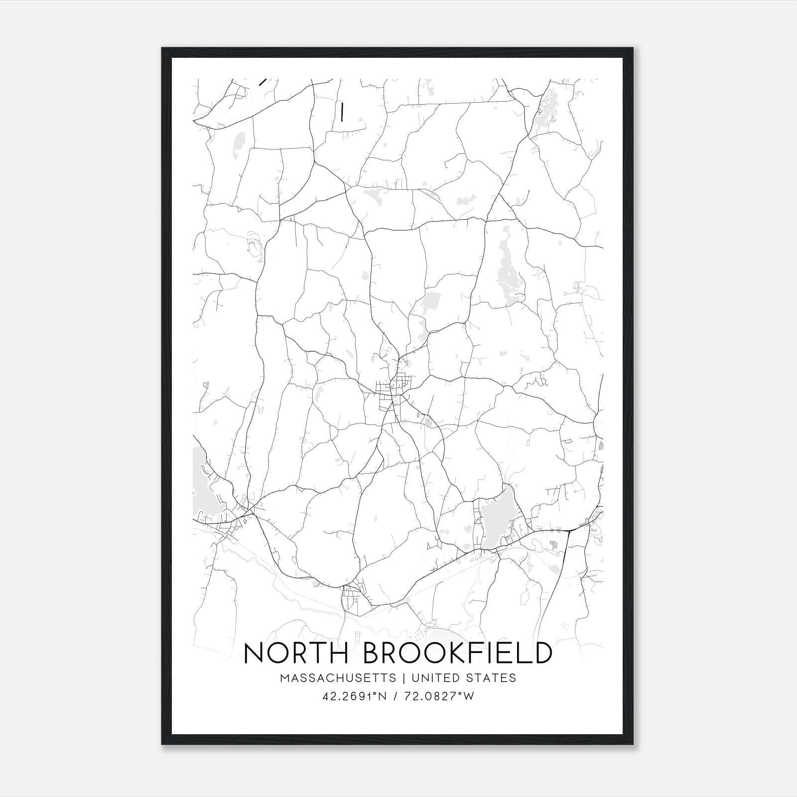 North Brookfield Massachusetts Map Poster, Modern Home Decor Wall Art Print North Brookfield Massachusetts Map Poster, Modern Home Decor Wall Art Print