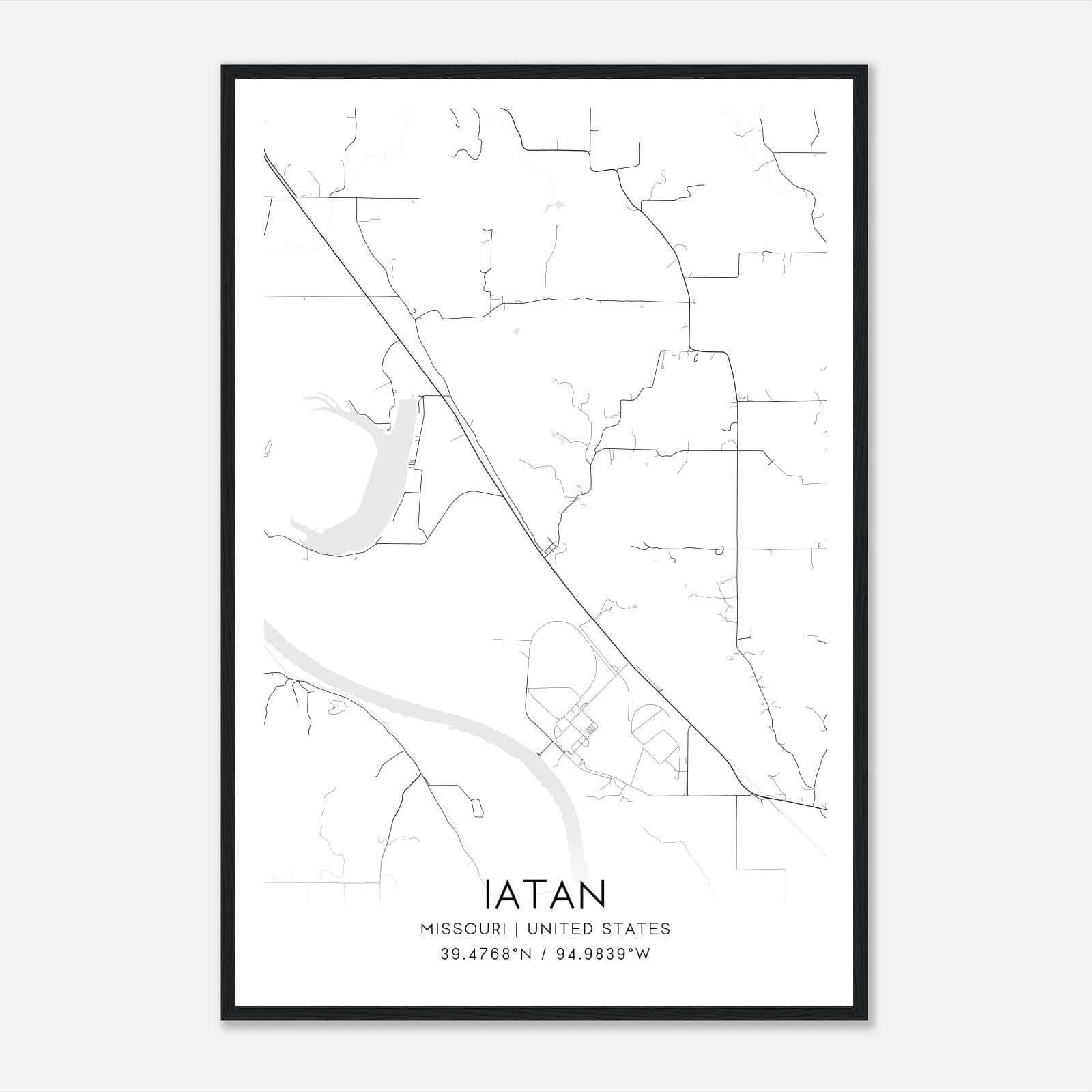 Iatan Missouri Map Poster, Modern Home Decor Wall Art Print Iatan Missouri Map Poster, Modern Home Decor Wall Art Print