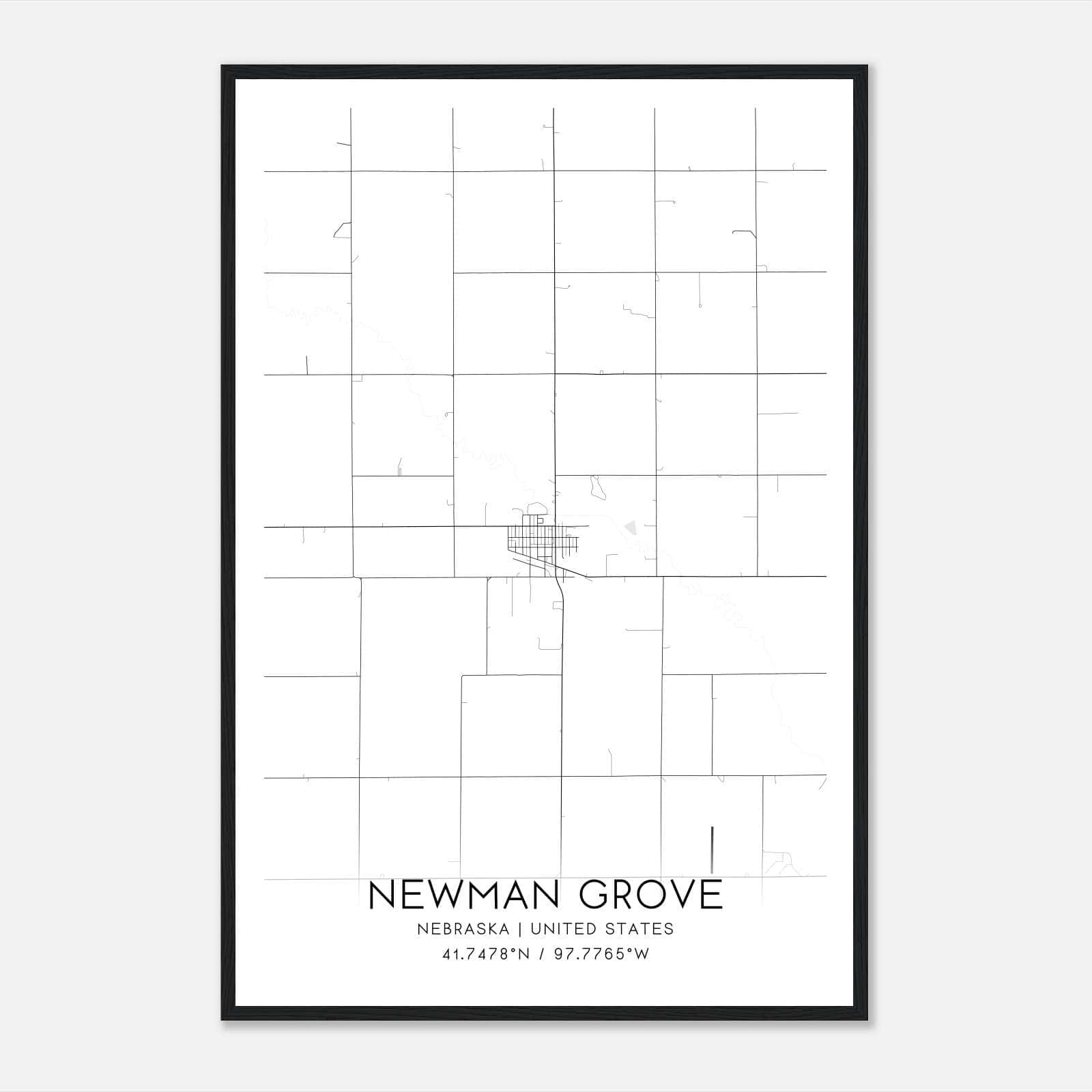 Newman Grove Nebraska Map Poster, Modern Home Decor Wall Art Print Newman Grove Nebraska Map Poster, Modern Home Decor Wall Art Print