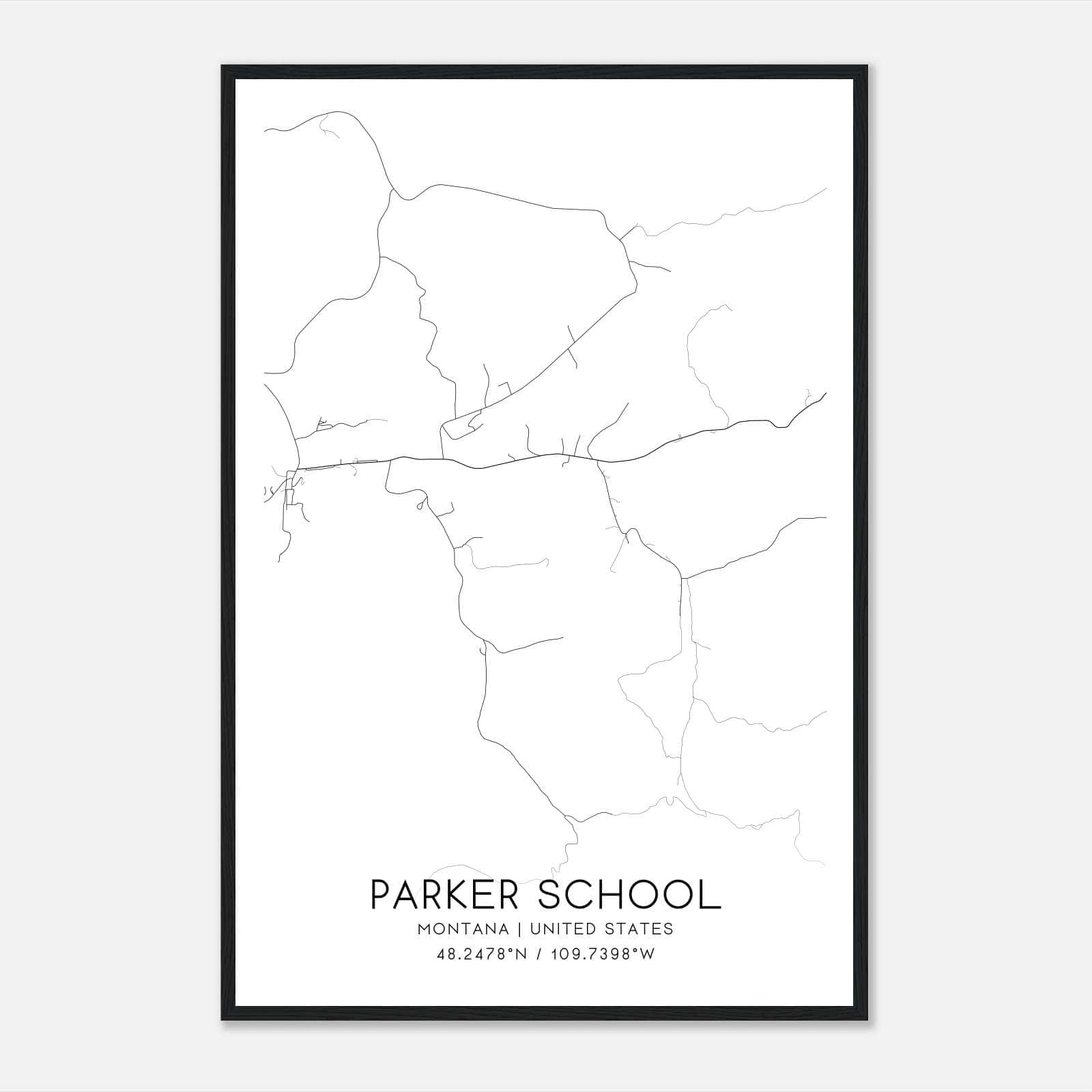 Parker School Montana Map Poster, Modern Home Decor Wall Art Print Parker School Montana Map Poster, Modern Home Decor Wall Art Print