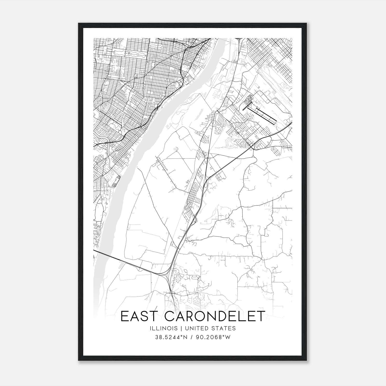 East Carondelet Illinois Map Poster, Modern Home Decor Wall Art Print East Carondelet Illinois Map Poster, Modern Home Decor Wall Art Print