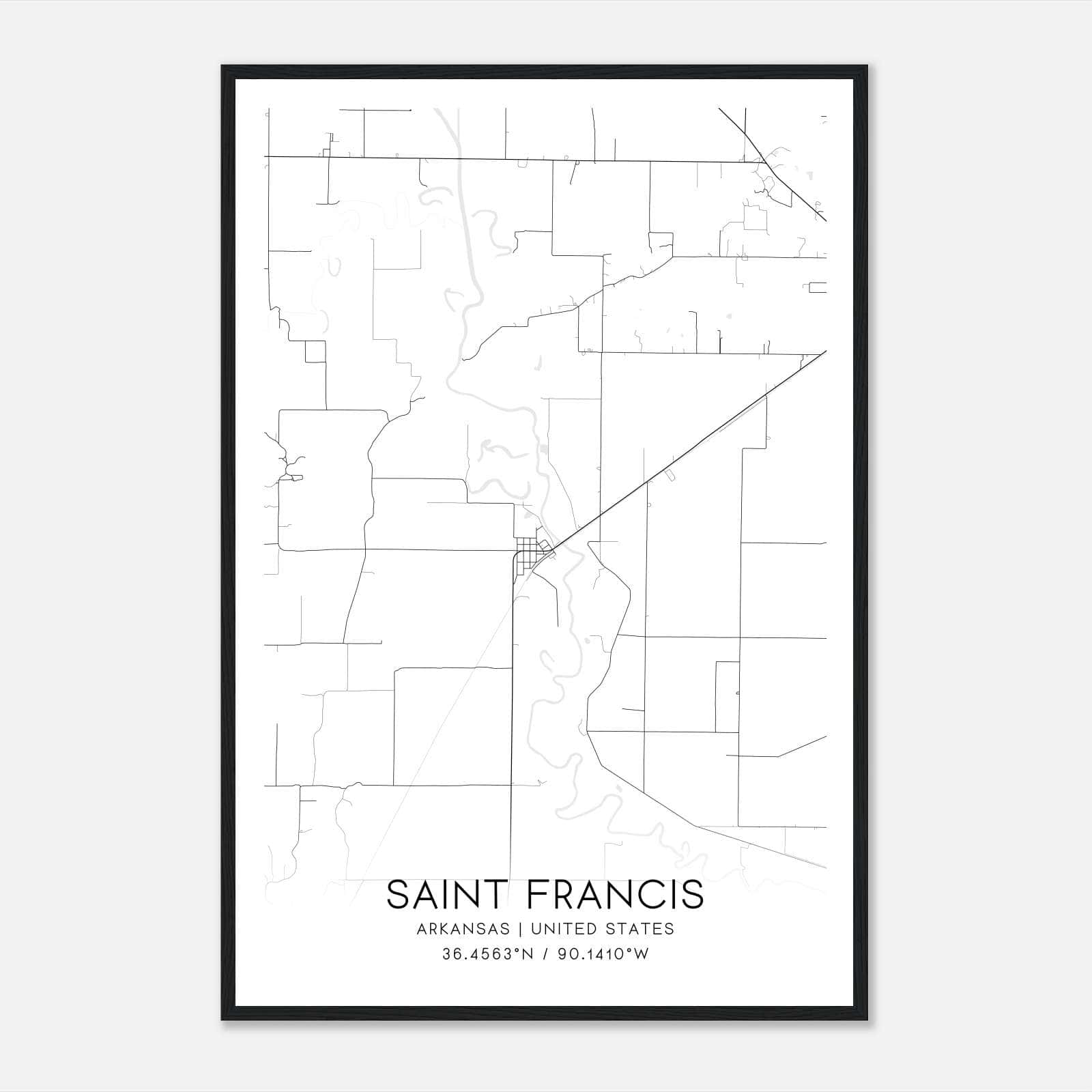 Saint Francis Arkansas Map Poster, Modern Home Decor Wall Art Print Saint Francis Arkansas Map Poster, Modern Home Decor Wall Art Print