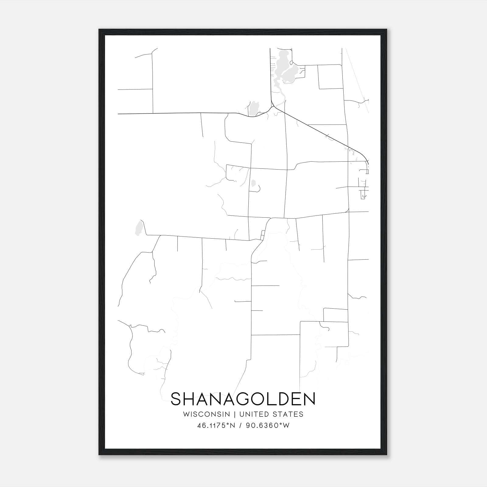 Shanagolden Wisconsin Map Poster, Modern Home Decor Wall Art Print Shanagolden Wisconsin Map Poster, Modern Home Decor Wall Art Print