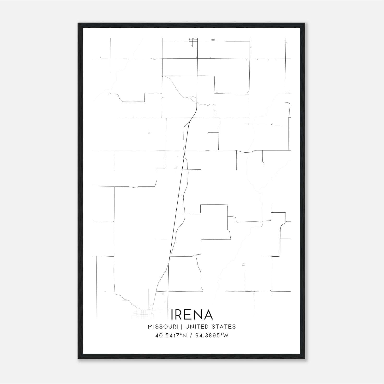 Irena Missouri Map Poster, Modern Home Decor Wall Art Print Irena Missouri Map Poster, Modern Home Decor Wall Art Print