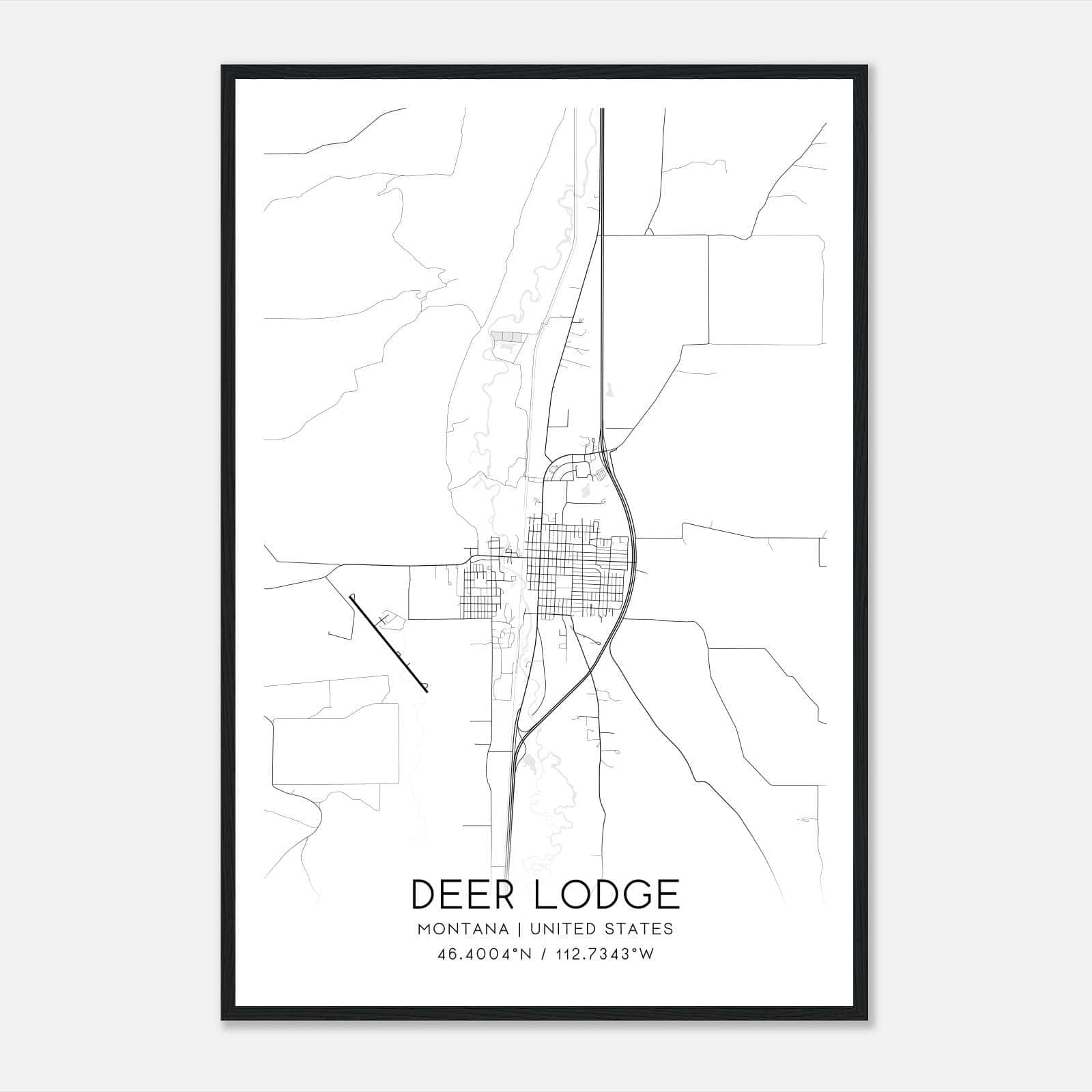 Deer Lodge Montana Map Poster, Modern Home Decor Wall Art Print Deer Lodge Montana Map Poster, Modern Home Decor Wall Art Print