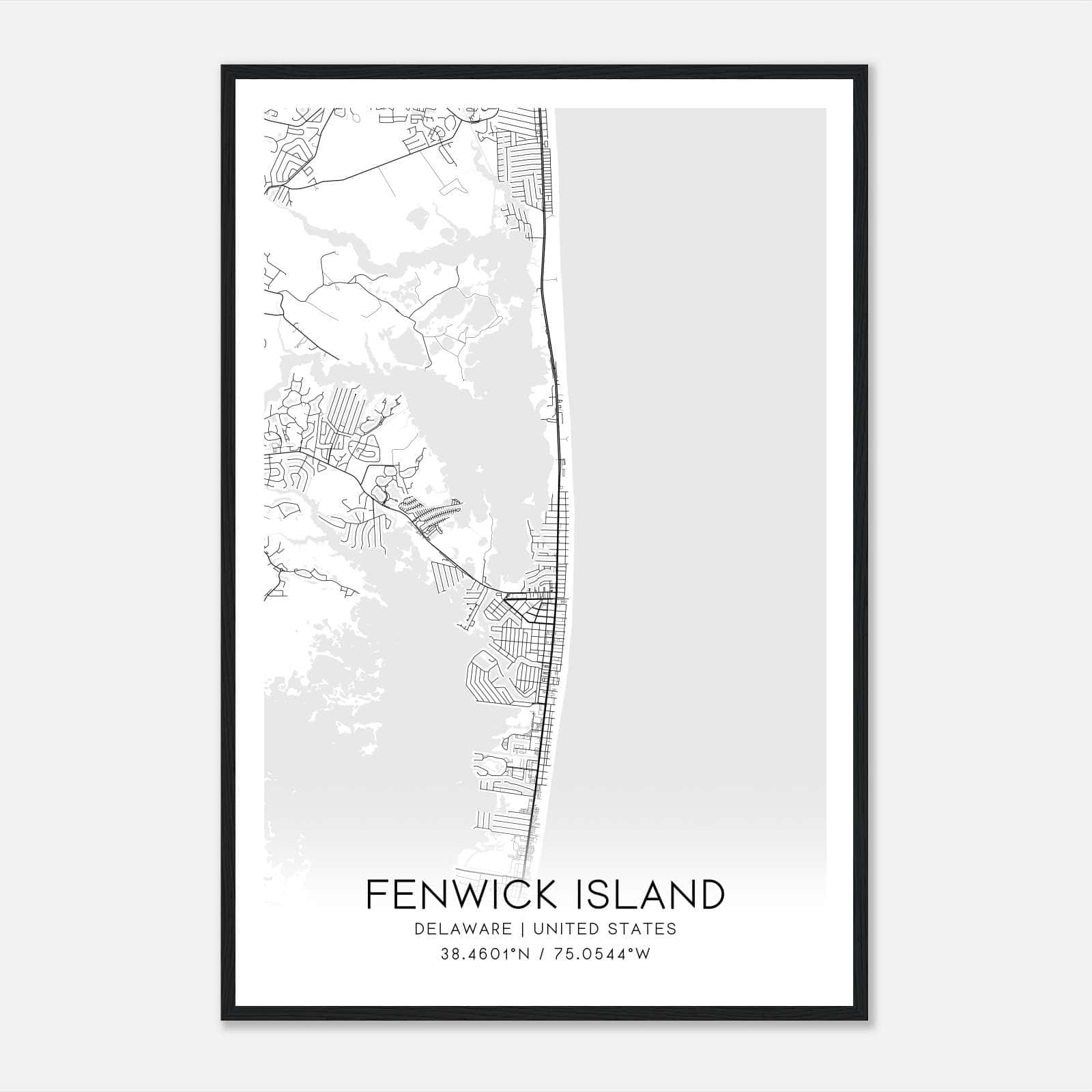 Fenwick Island Delaware Map Poster, Modern Home Decor Wall Art Print Fenwick Island Delaware Map Poster, Modern Home Decor Wall Art Print
