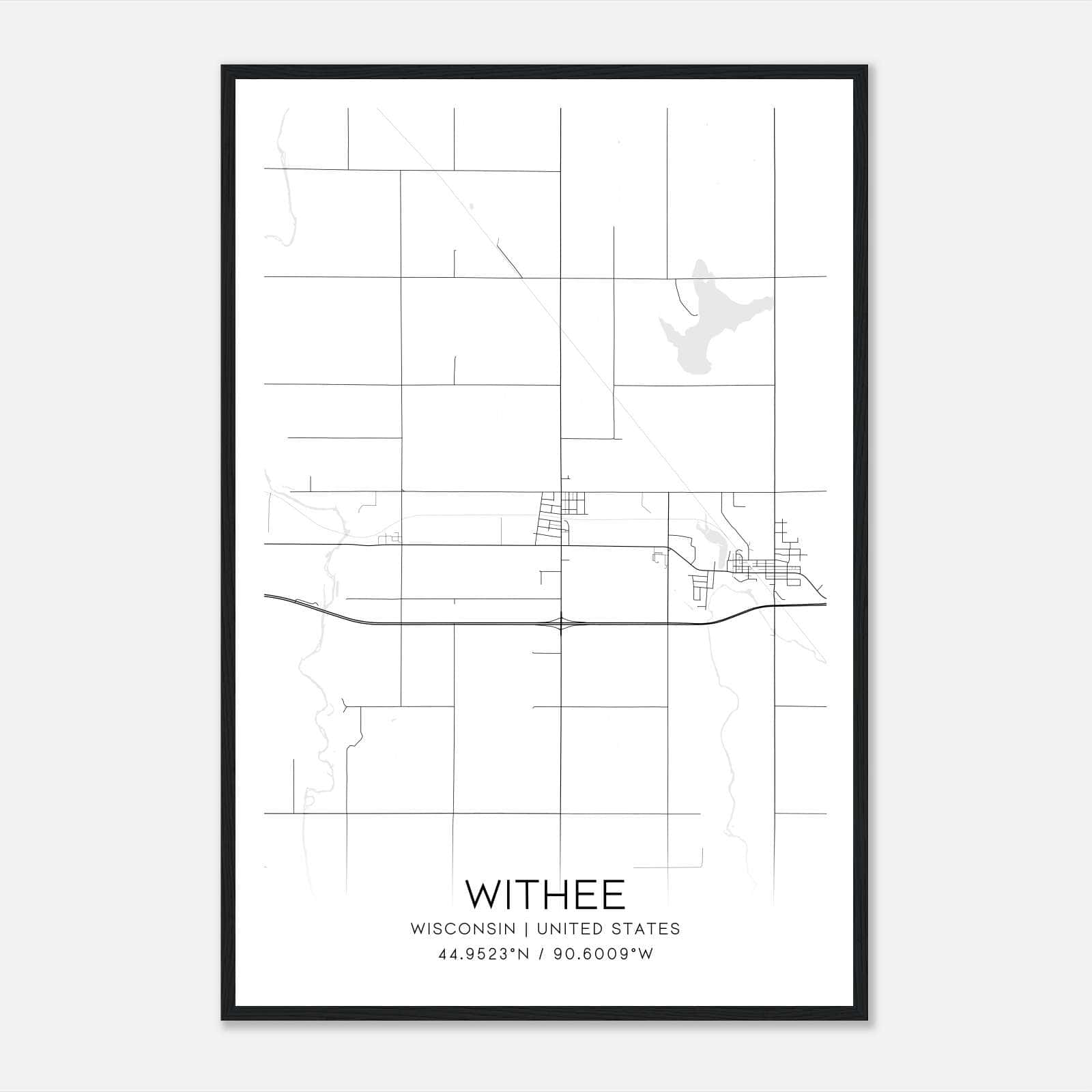 Withee Wisconsin Map Poster, Modern Home Decor Wall Art Print Withee Wisconsin Map Poster, Modern Home Decor Wall Art Print