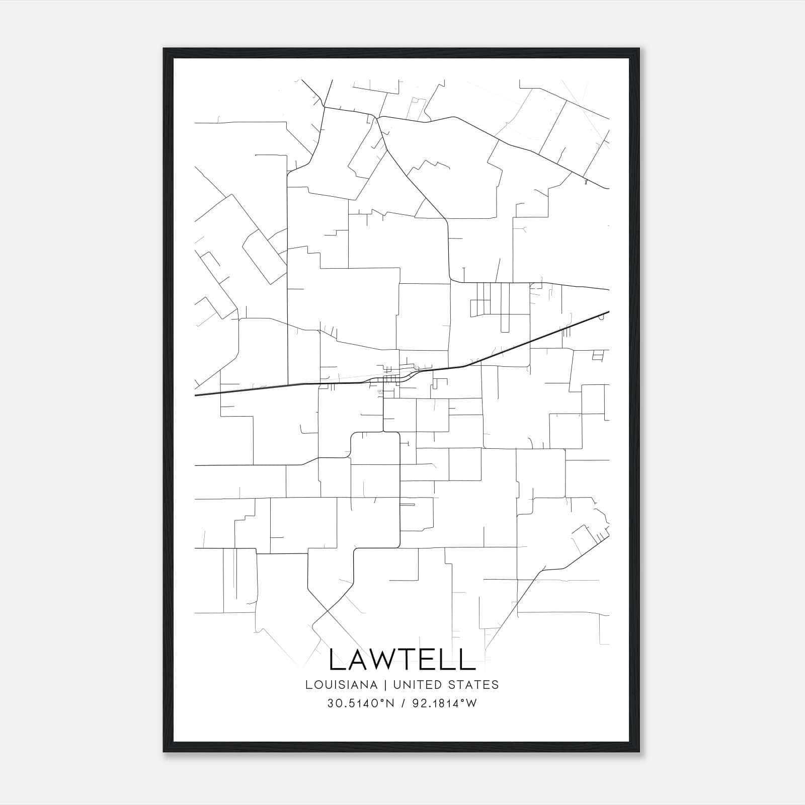 Lawtell Louisiana Map Poster, Modern Home Decor Wall Art Print Lawtell Louisiana Map Poster, Modern Home Decor Wall Art Print