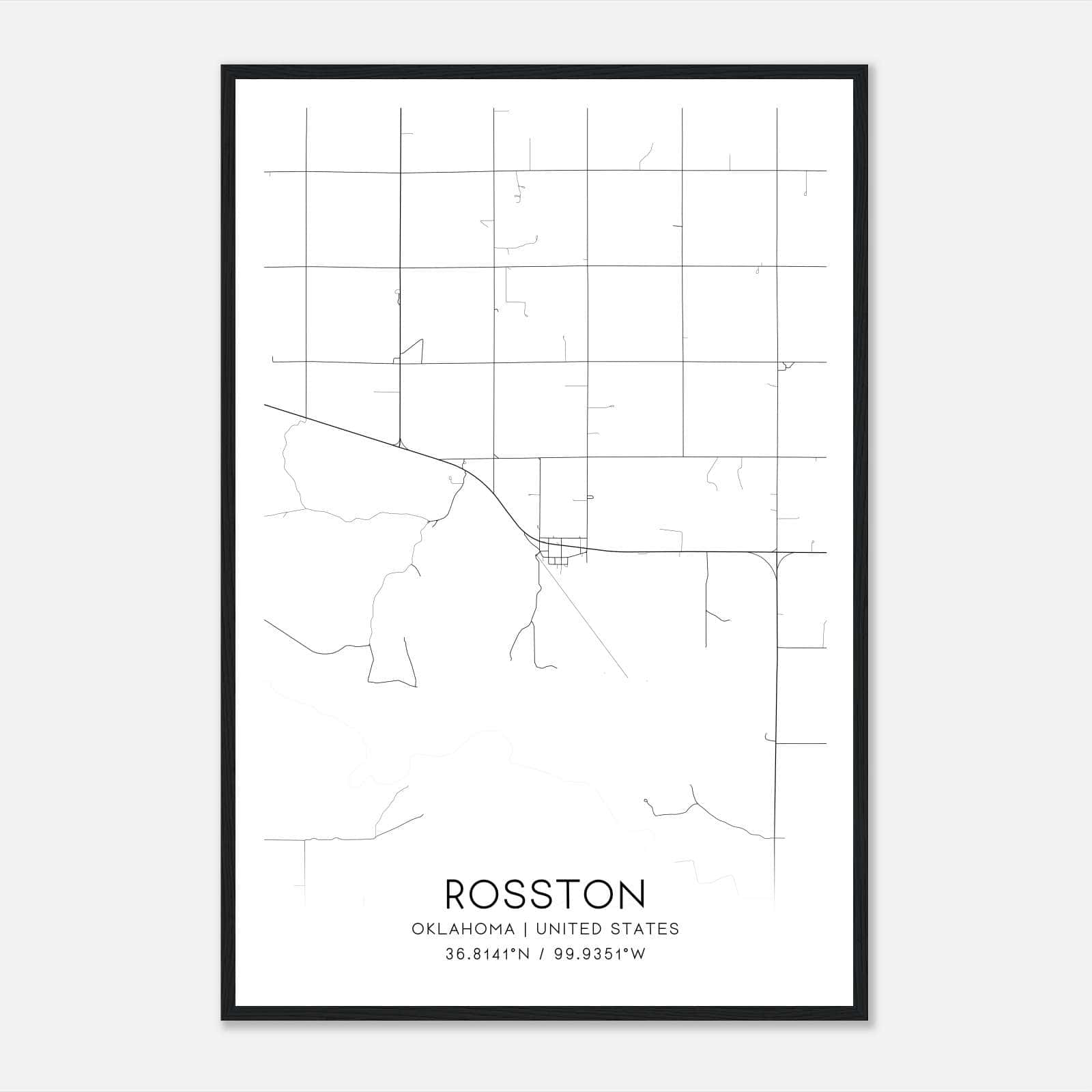 Rosston Oklahoma Map Poster, Modern Home Decor Wall Art Print Rosston Oklahoma Map Poster, Modern Home Decor Wall Art Print