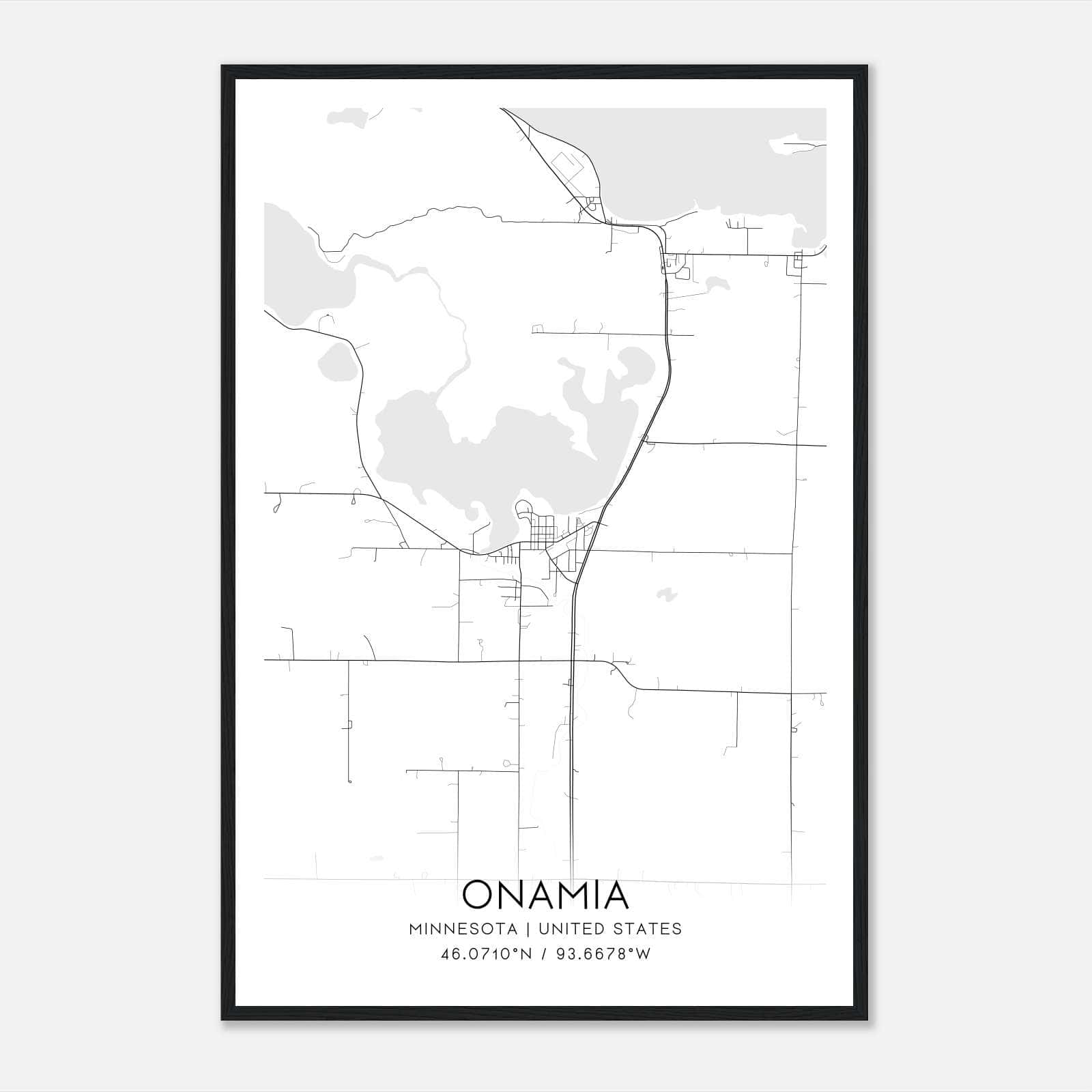 Onamia Minnesota Map Poster, Modern Home Decor Wall Art Print Onamia Minnesota Map Poster, Modern Home Decor Wall Art Print