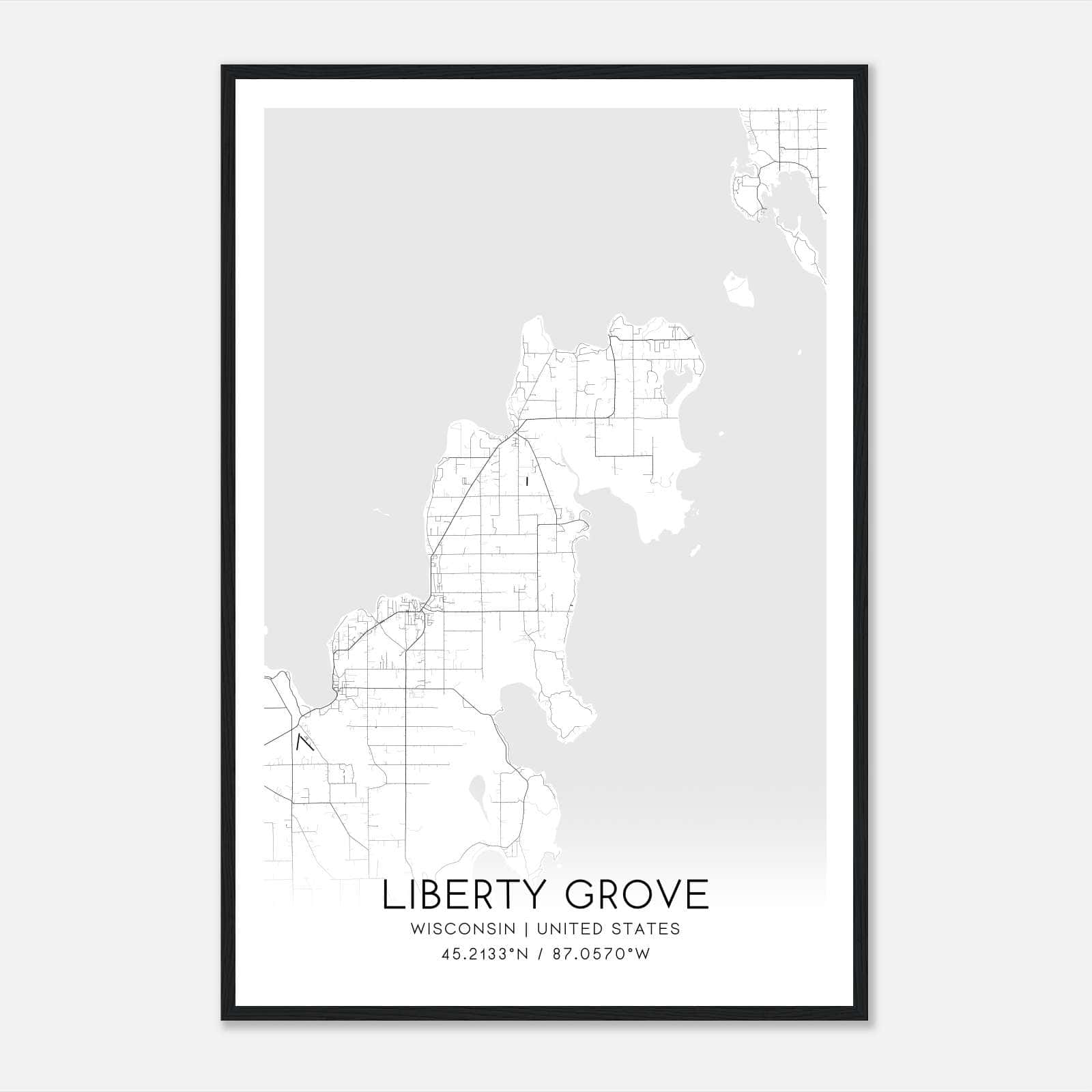 Liberty Grove Wisconsin Map Poster, Modern Home Decor Wall Art Print Liberty Grove Wisconsin Map Poster, Modern Home Decor Wall Art Print