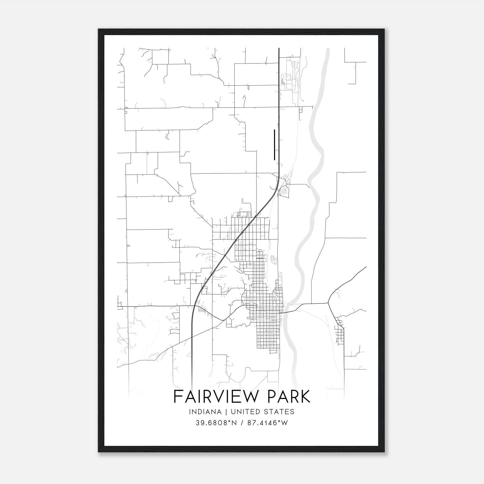 Fairview Park Indiana Map Poster, Modern Home Decor Wall Art Print Fairview Park Indiana Map Poster, Modern Home Decor Wall Art Print