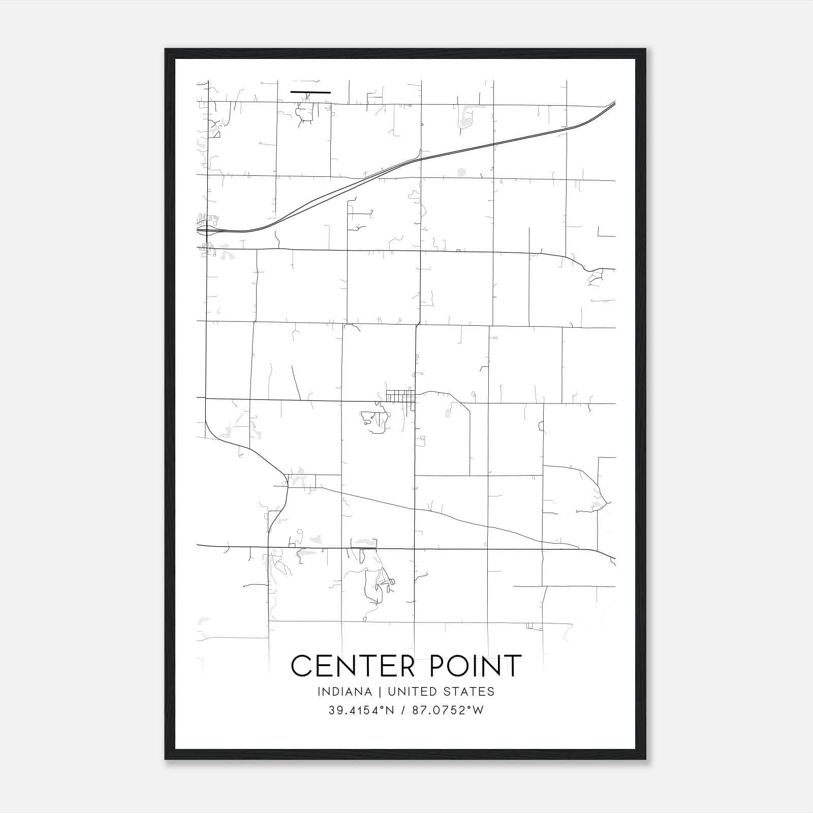 Center Point Indiana Map Poster, Modern Home Decor Wall Art Print Center Point Indiana Map Poster, Modern Home Decor Wall Art Print