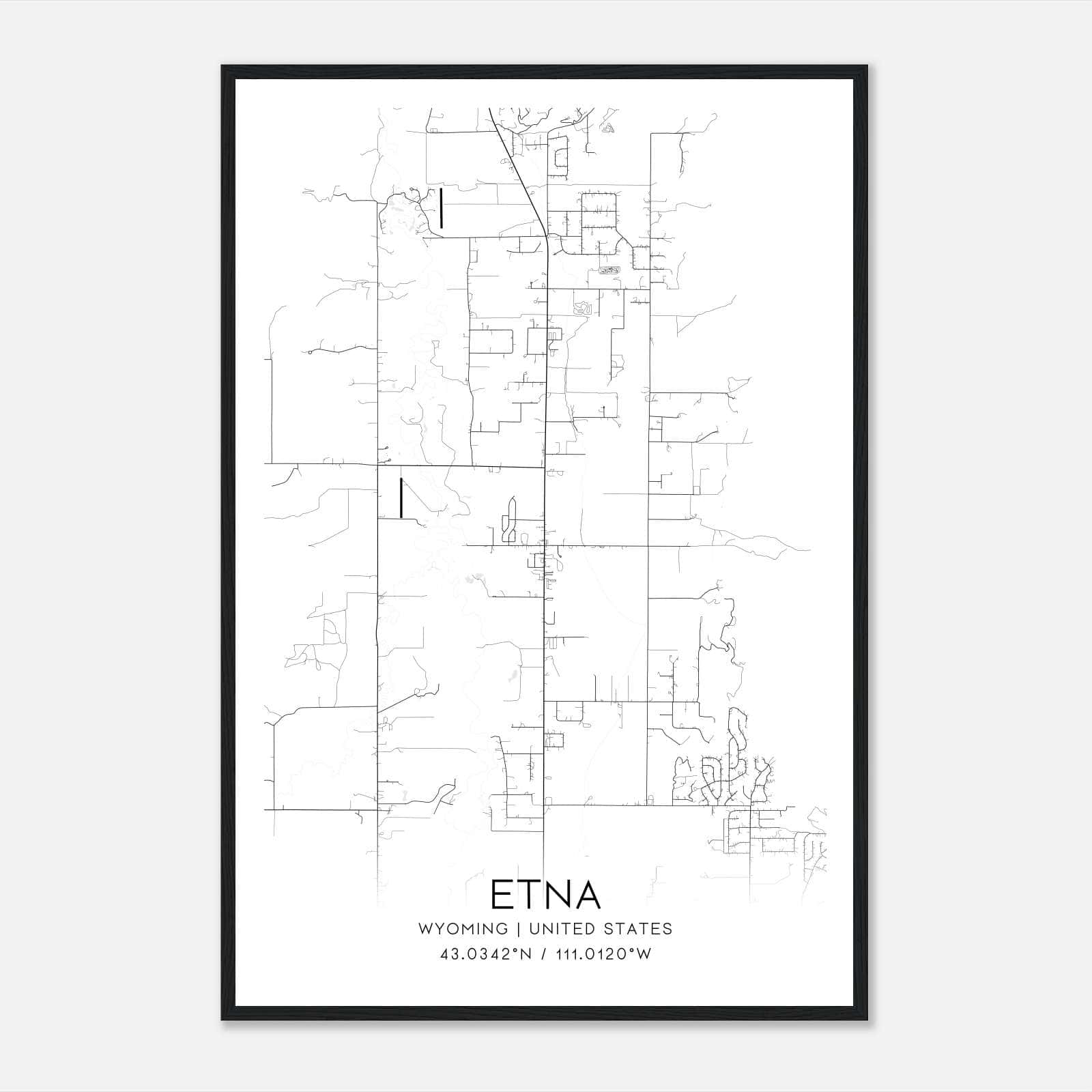 Etna Wyoming Map Poster, Modern Home Decor Wall Art Print Etna Wyoming Map Poster, Modern Home Decor Wall Art Print