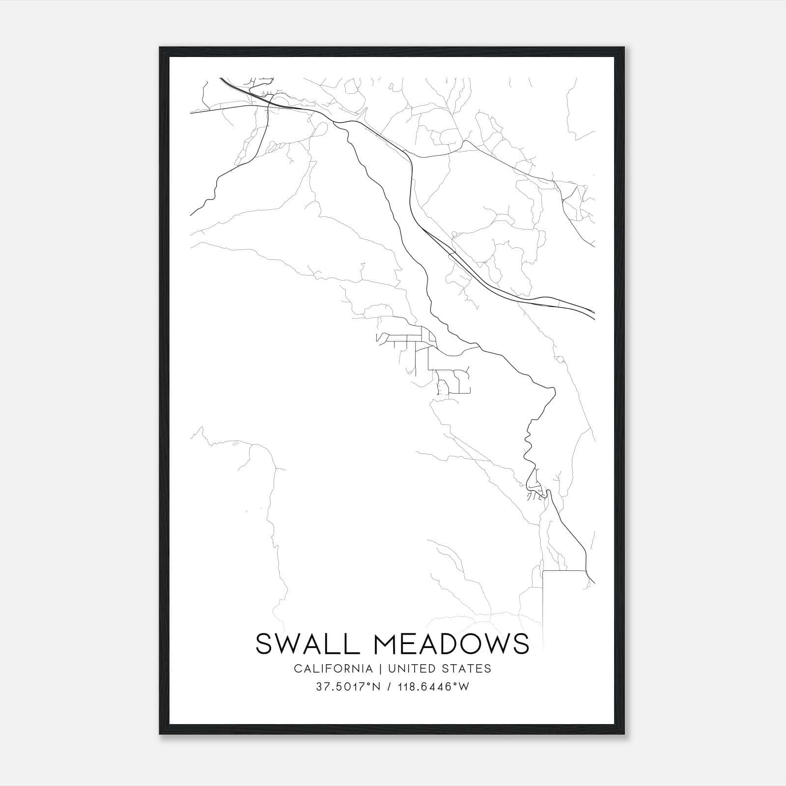 Swall Meadows California Map Poster, Modern Home Decor Wall Art Print Swall Meadows California Map Poster, Modern Home Decor Wall Art Print