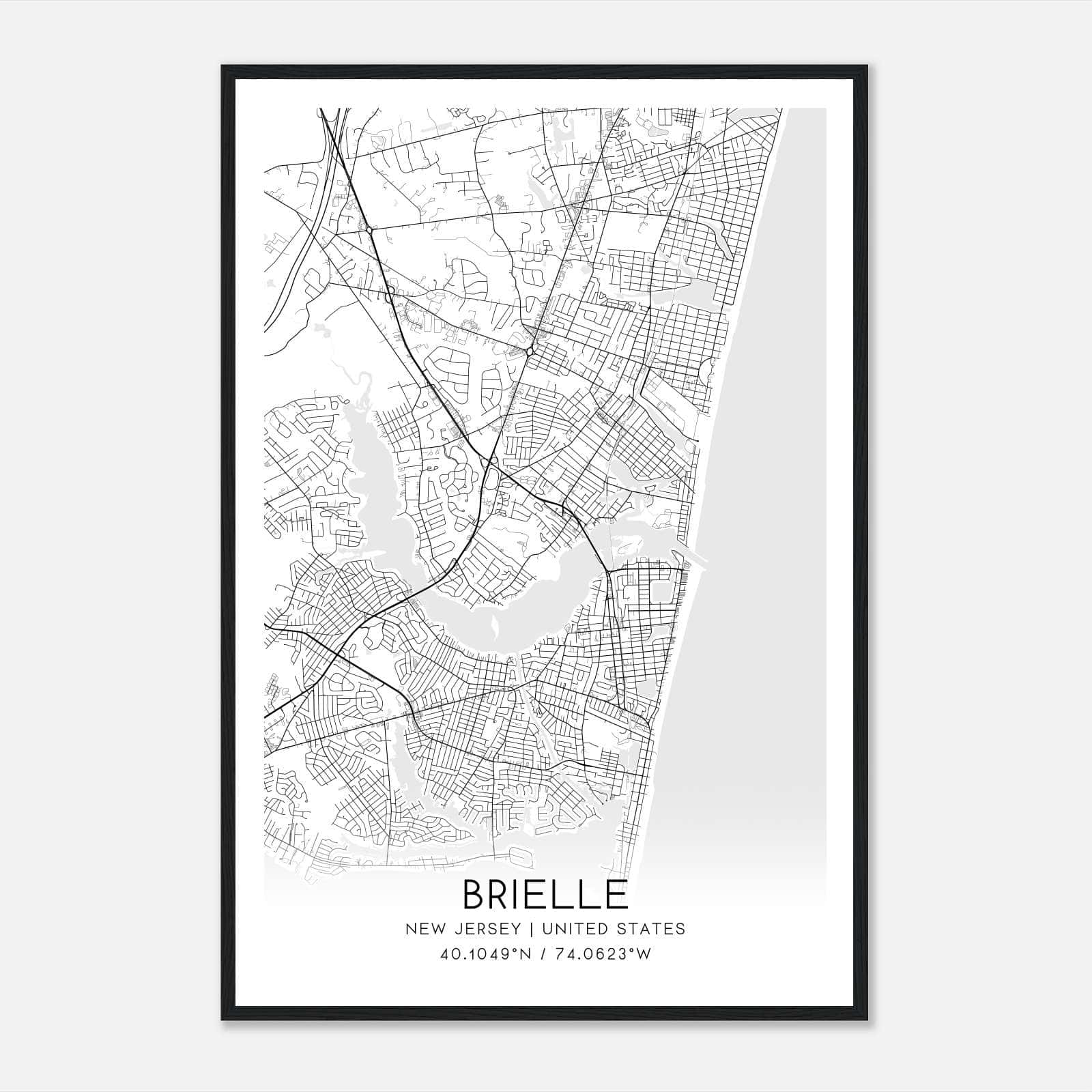 Brielle New Jersey Map Poster, Modern Home Decor Wall Art Print Brielle New Jersey Map Poster, Modern Home Decor Wall Art Print