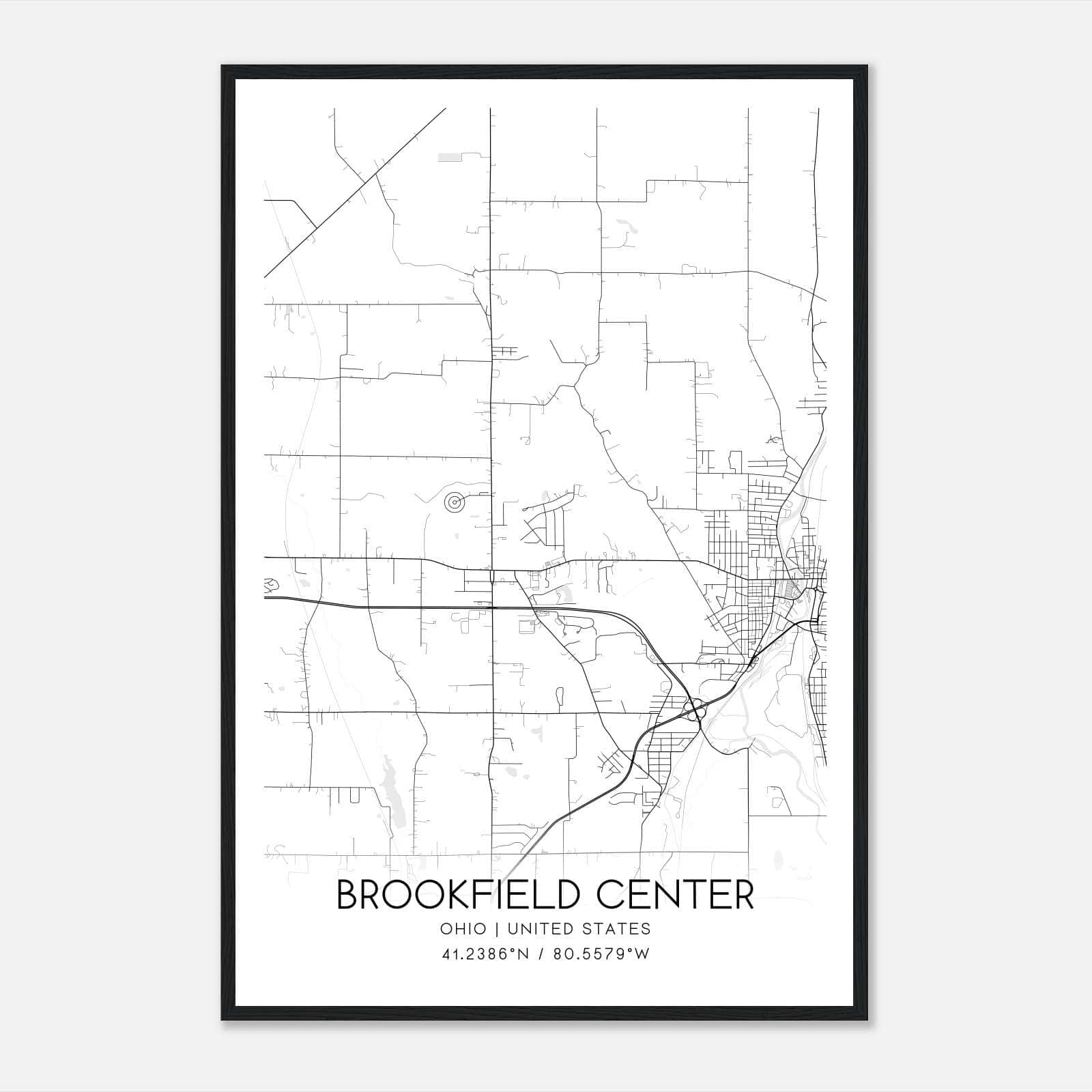 Brookfield Center Ohio Map Poster, Modern Home Decor Wall Art Print Brookfield Center Ohio Map Poster, Modern Home Decor Wall Art Print