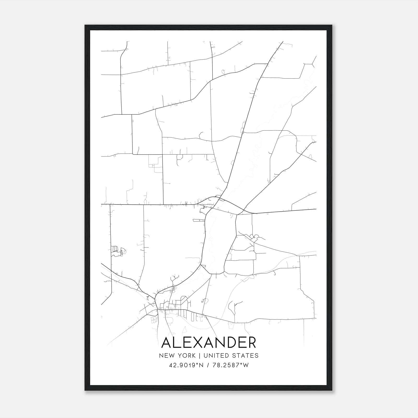 Alexander New York Map Poster, Modern Home Decor Wall Art Print Alexander New York Map Poster, Modern Home Decor Wall Art Print