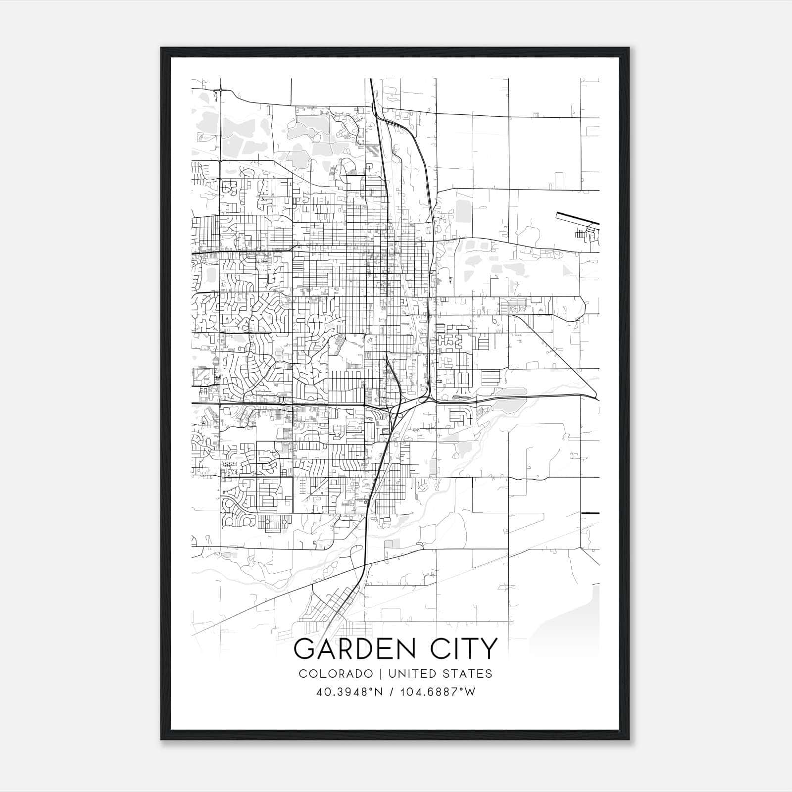 Garden City Colorado Map Poster, Modern Home Decor Wall Art Print Garden City Colorado Map Poster, Modern Home Decor Wall Art Print