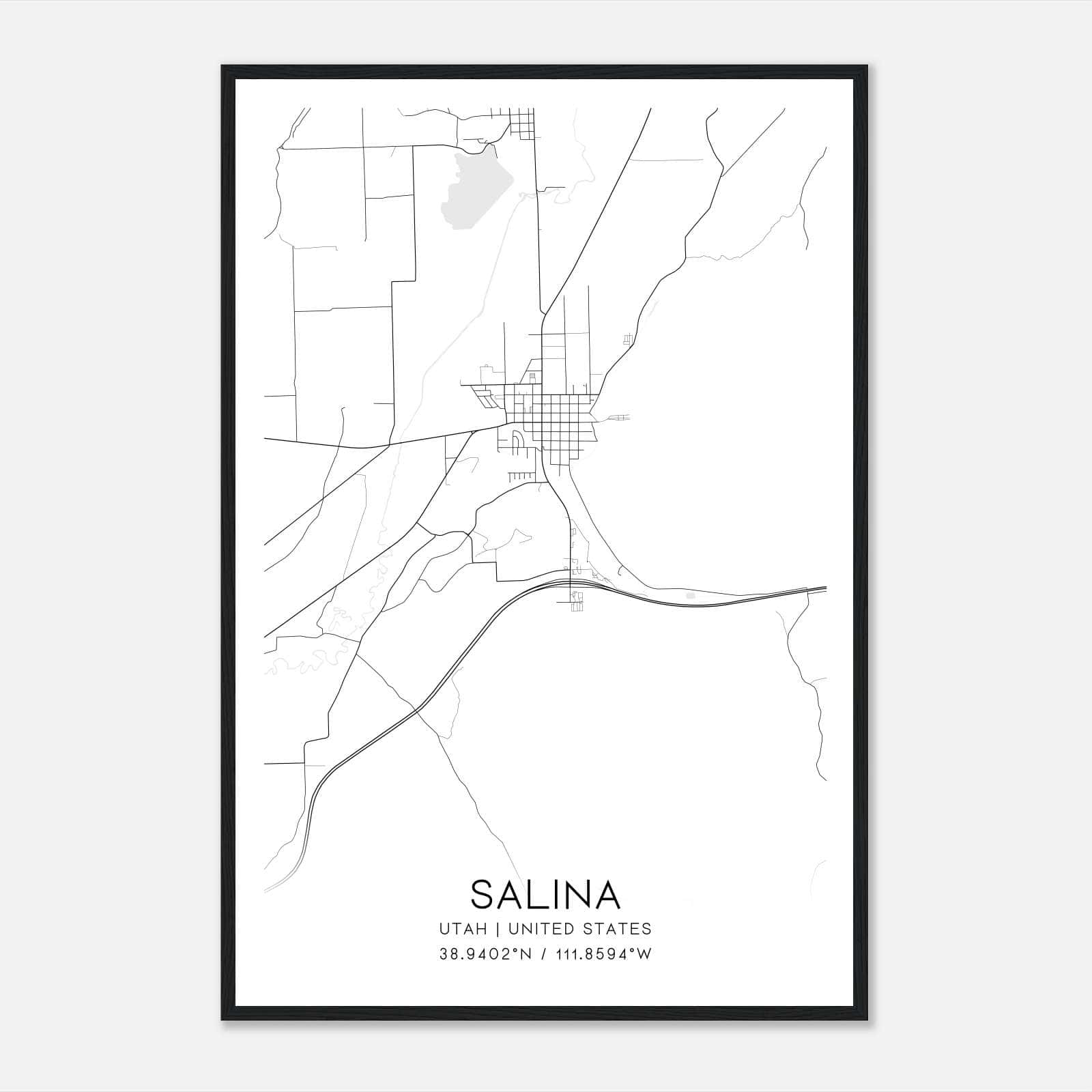 Salina Utah Map Poster, Modern Home Decor Wall Art Print Salina Utah Map Poster, Modern Home Decor Wall Art Print
