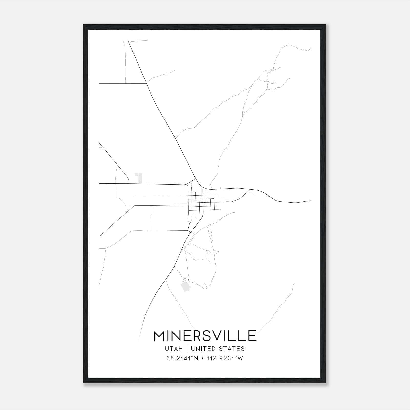 Minersville Utah Map Poster, Modern Home Decor Wall Art Print Minersville Utah Map Poster, Modern Home Decor Wall Art Print