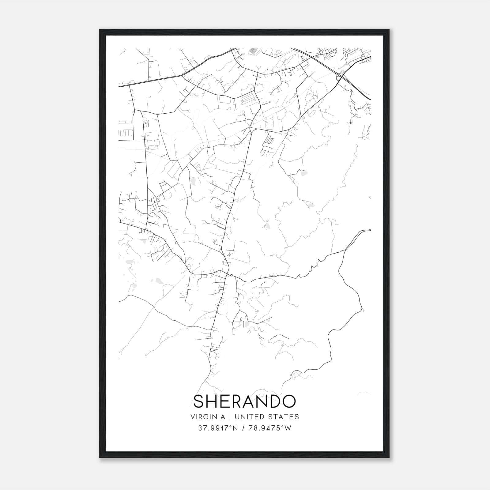 Sherando Virginia Map Poster, Modern Home Decor Wall Art Print Sherando Virginia Map Poster, Modern Home Decor Wall Art Print