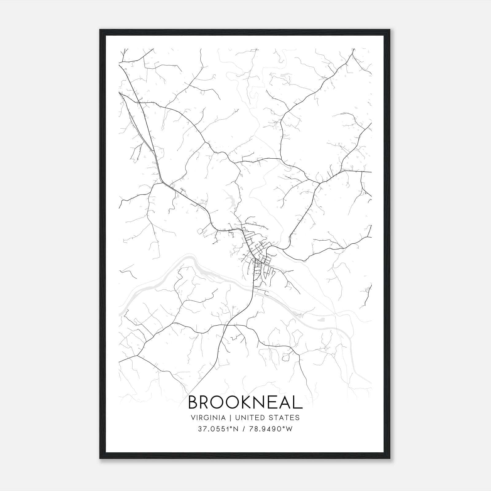 Brookneal Virginia Map Poster, Modern Home Decor Wall Art Print Brookneal Virginia Map Poster, Modern Home Decor Wall Art Print