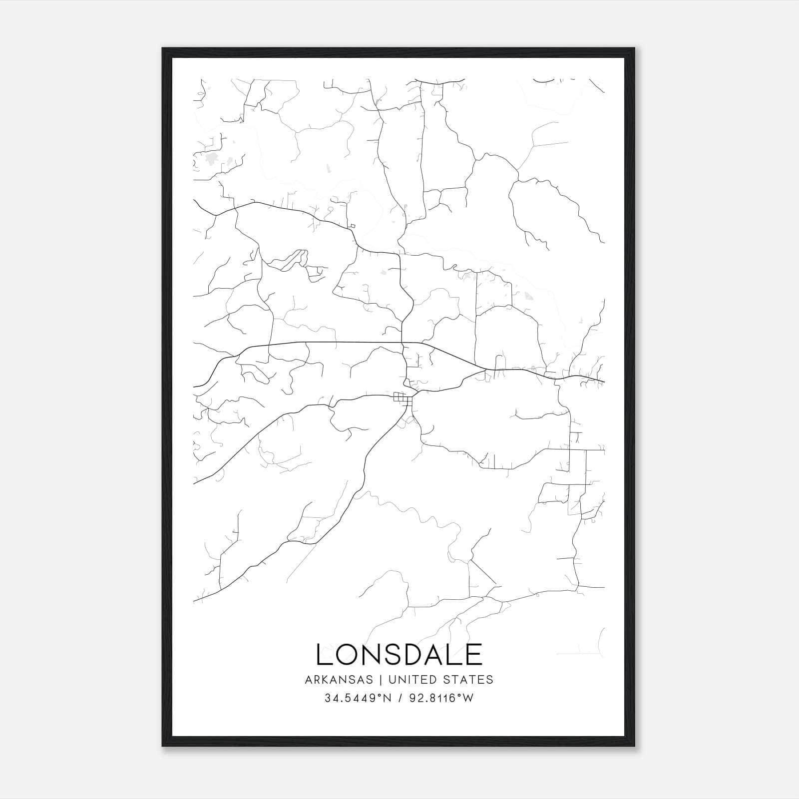 Lonsdale Arkansas Map Poster, Modern Home Decor Wall Art Print Lonsdale Arkansas Map Poster, Modern Home Decor Wall Art Print