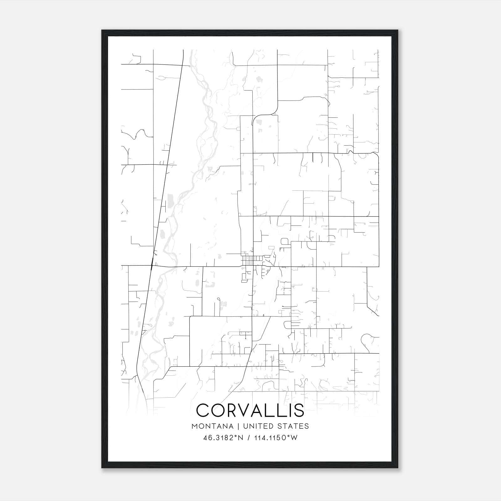 Corvallis Montana Map Poster, Modern Home Decor Wall Art Print Corvallis Montana Map Poster, Modern Home Decor Wall Art Print