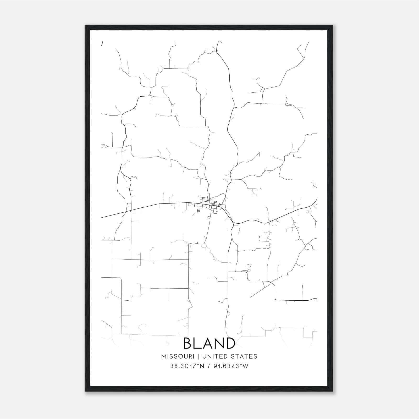 Bland Missouri Map Poster, Modern Home Decor Wall Art Print Bland Missouri Map Poster, Modern Home Decor Wall Art Print
