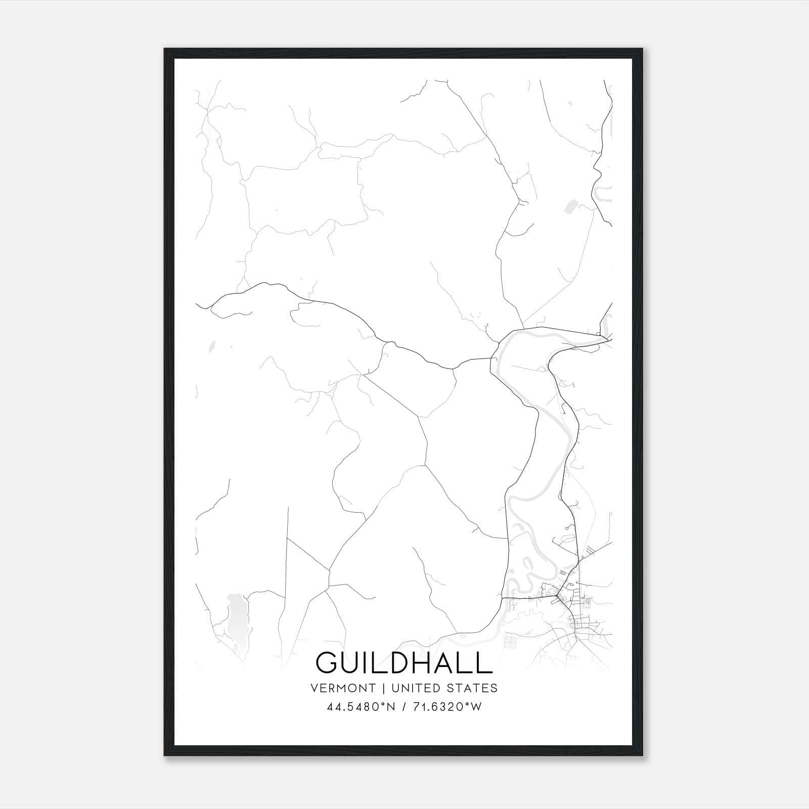 Guildhall Vermont Map Poster, Modern Home Decor Wall Art Print Guildhall Vermont Map Poster, Modern Home Decor Wall Art Print