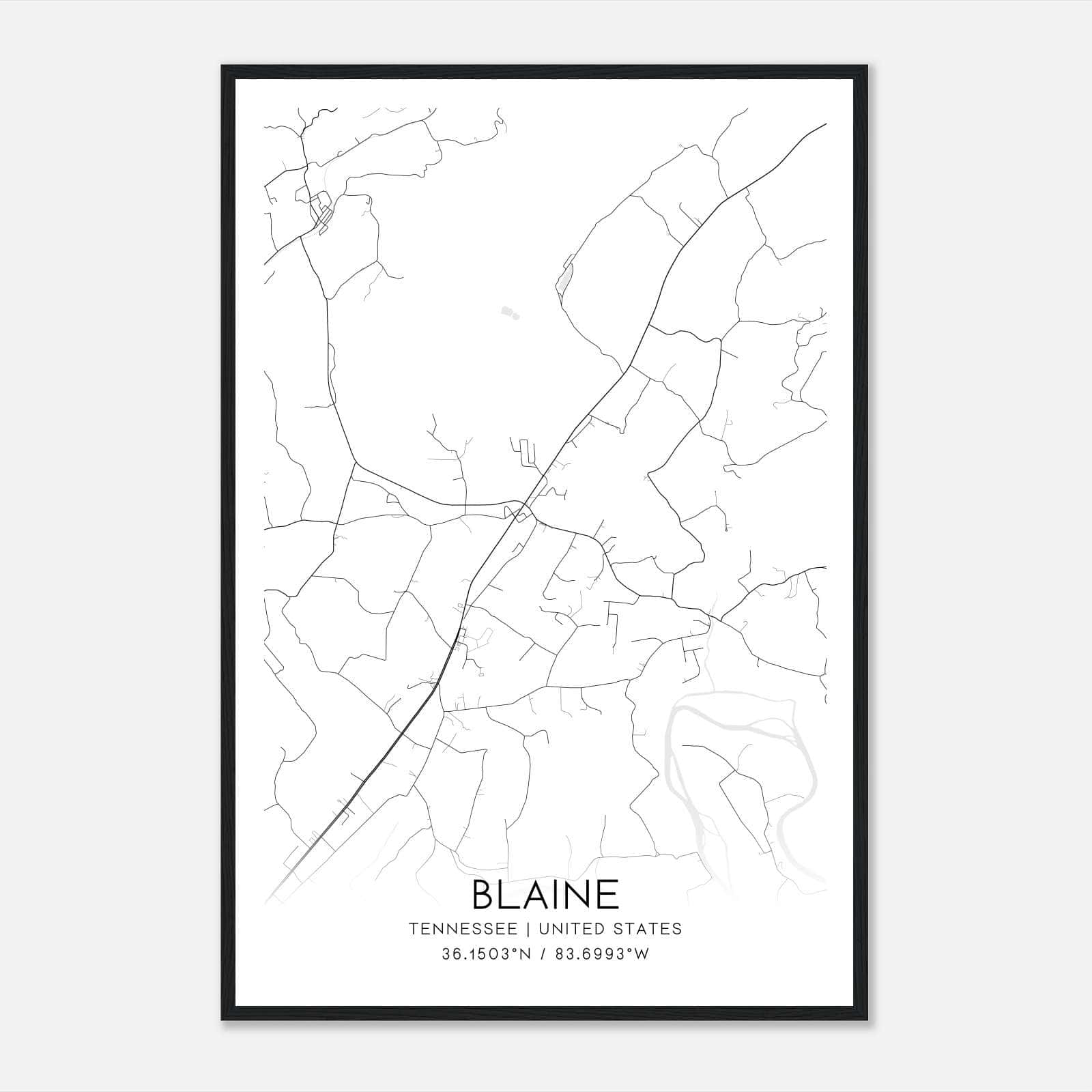 Blaine Tennessee Map Poster, Modern Home Decor Wall Art Print Blaine Tennessee Map Poster, Modern Home Decor Wall Art Print