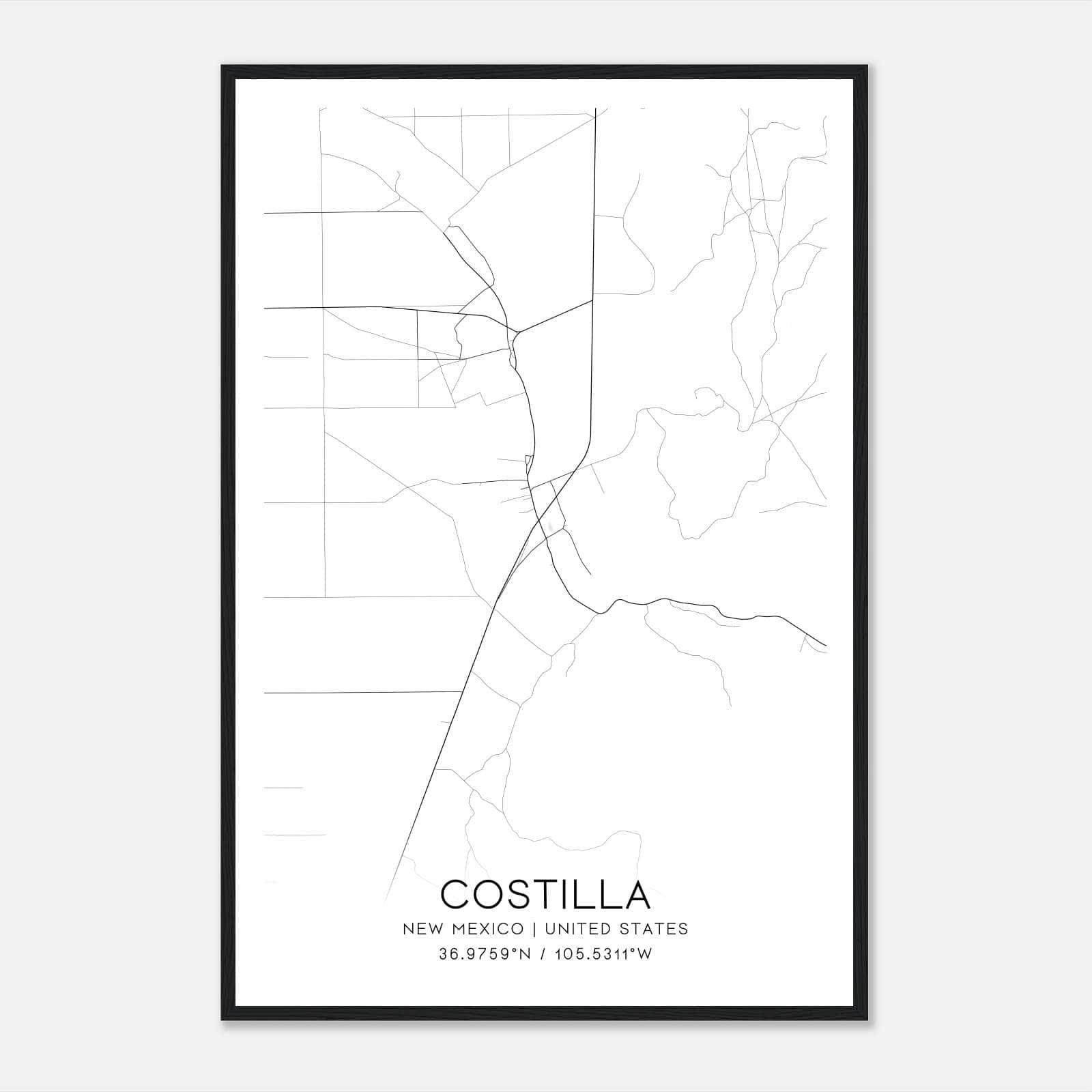 Costilla New Mexico Map Poster, Modern Home Decor Wall Art Print Costilla New Mexico Map Poster, Modern Home Decor Wall Art Print