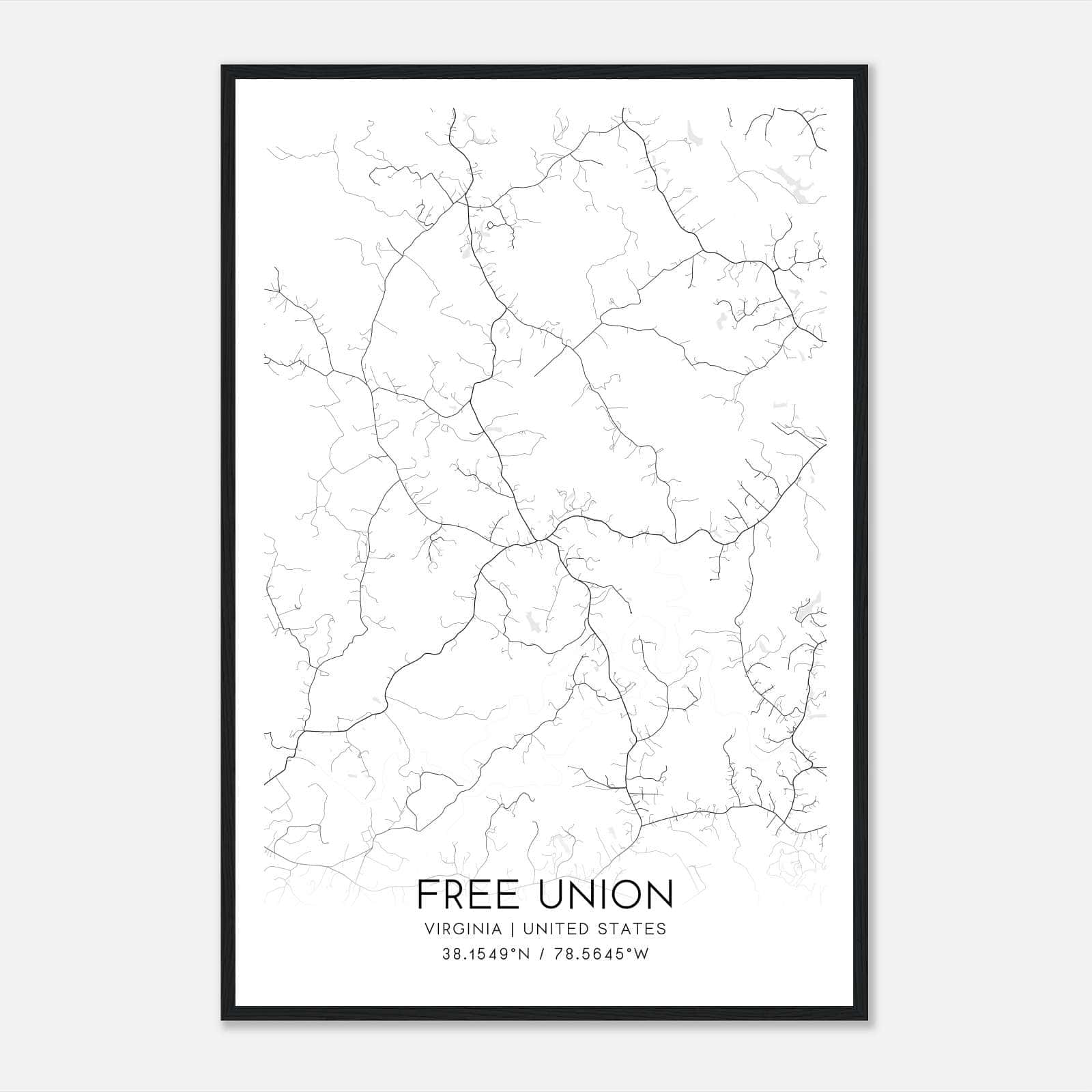 Free Union Virginia Map Poster, Modern Home Decor Wall Art Print Free Union Virginia Map Poster, Modern Home Decor Wall Art Print