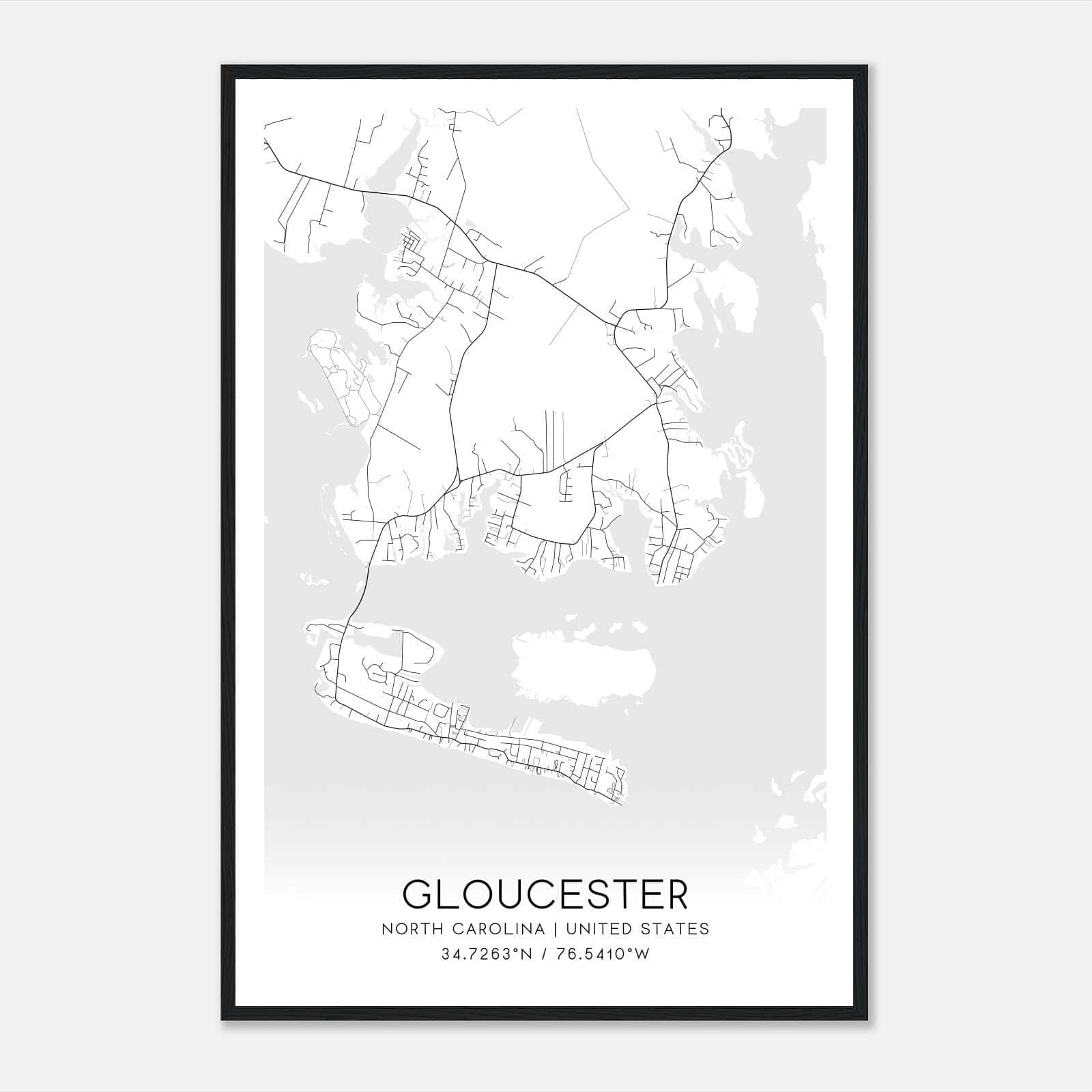 Gloucester North Carolina Map Poster, Modern Home Decor Wall Art Print Gloucester North Carolina Map Poster, Modern Home Decor Wall Art Print