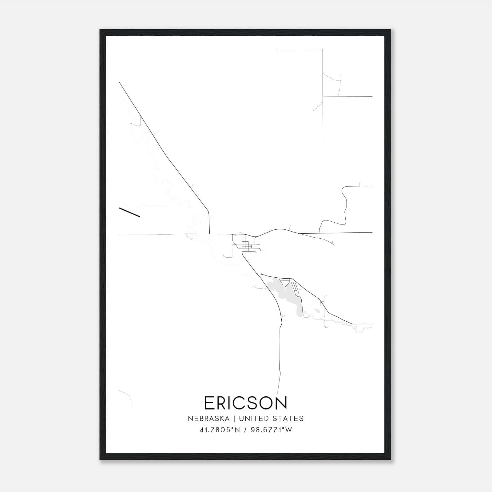 Ericson Nebraska Map Poster, Modern Home Decor Wall Art Print Ericson Nebraska Map Poster, Modern Home Decor Wall Art Print