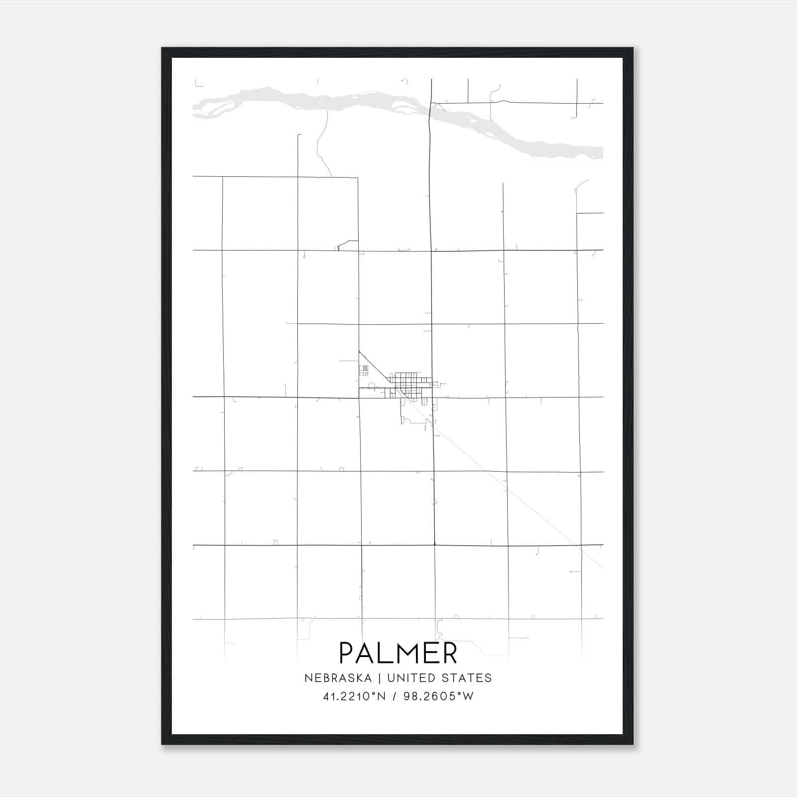 Palmer Nebraska Map Poster, Modern Home Decor Wall Art Print Palmer Nebraska Map Poster, Modern Home Decor Wall Art Print