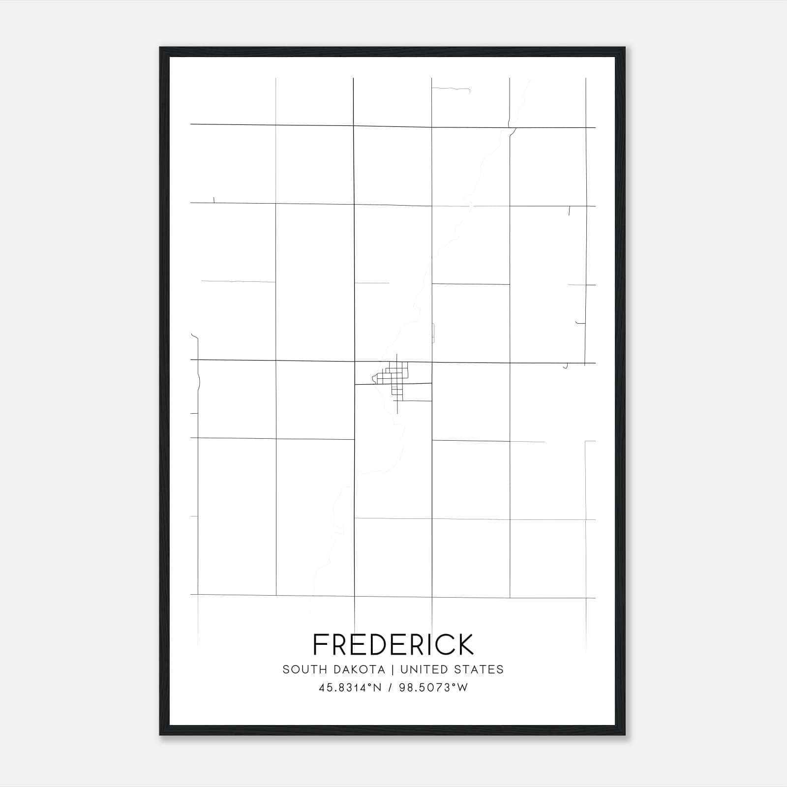 Frederick South Dakota Map Poster, Modern Home Decor Wall Art Print Frederick South Dakota Map Poster, Modern Home Decor Wall Art Print