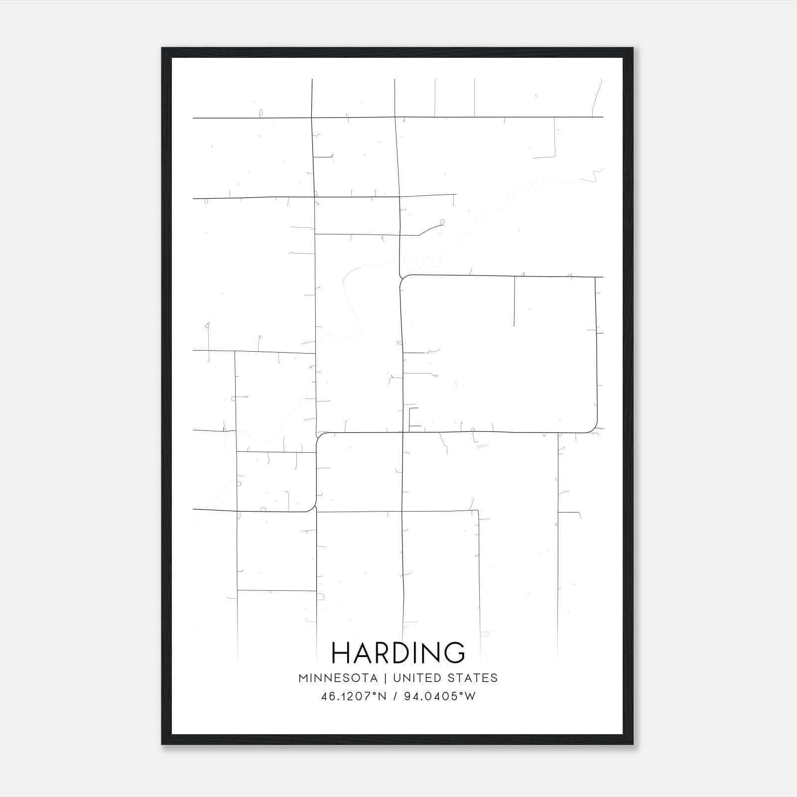 Harding Minnesota Map Poster, Modern Home Decor Wall Art Print Harding Minnesota Map Poster, Modern Home Decor Wall Art Print