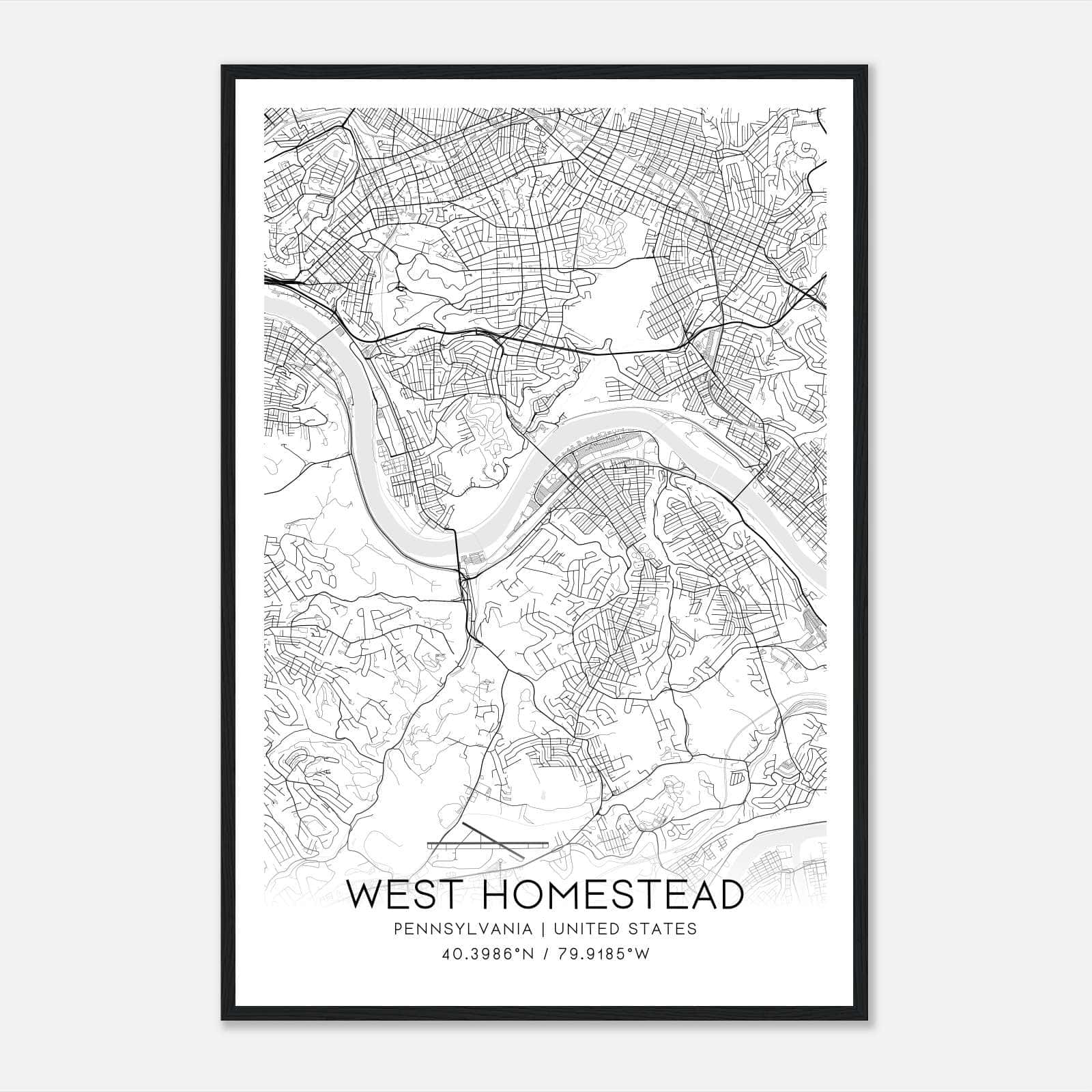 West Homestead Pennsylvania Map Poster, Modern Home Decor Wall Art Print West Homestead Pennsylvania Map Poster, Modern Home Decor Wall Art Print