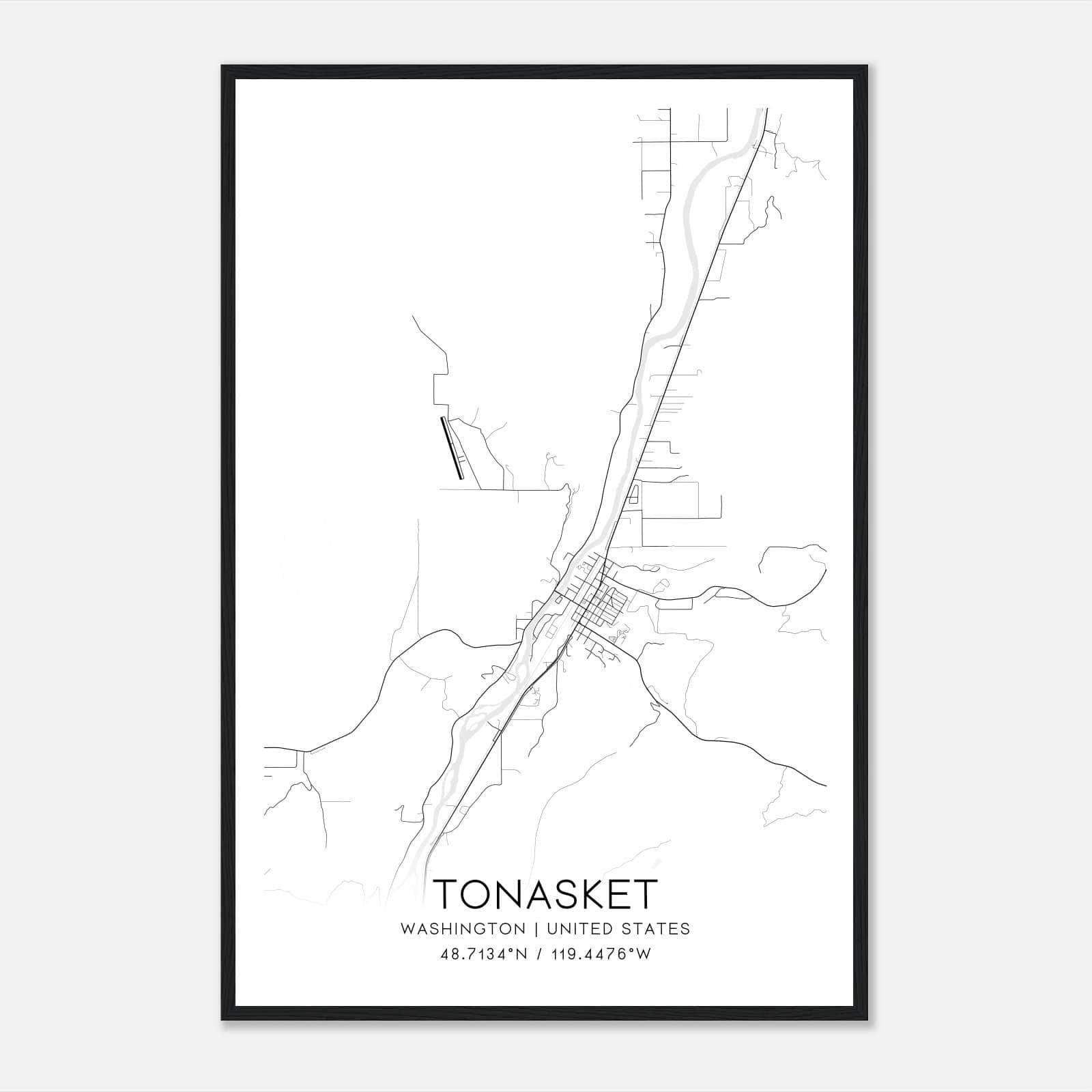 Tonasket Washington Map Poster, Modern Home Decor Wall Art Print Tonasket Washington Map Poster, Modern Home Decor Wall Art Print